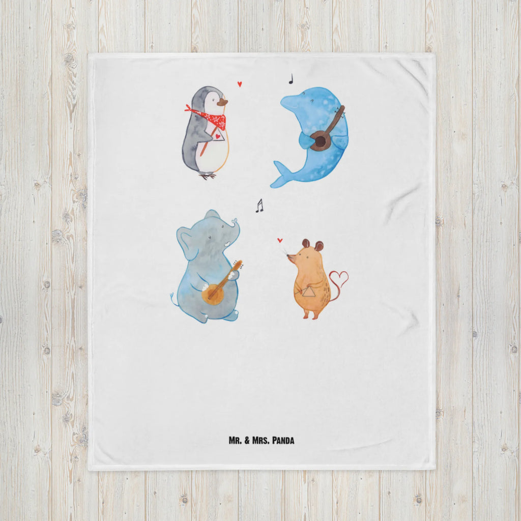 Kocyk dla niemowląt Wielki zespół Babygeschenk, Babyecke Kuscheldecke, Babydecke, Geschenk Geburt, Krabbeldecke, Tiermotive, Gute Laune, lustige Sprüche, Tiere, Delfin, Band, Pinguin, Triangel, Musik, Elefant, Maus, Hund, Gitarre, Musikanten