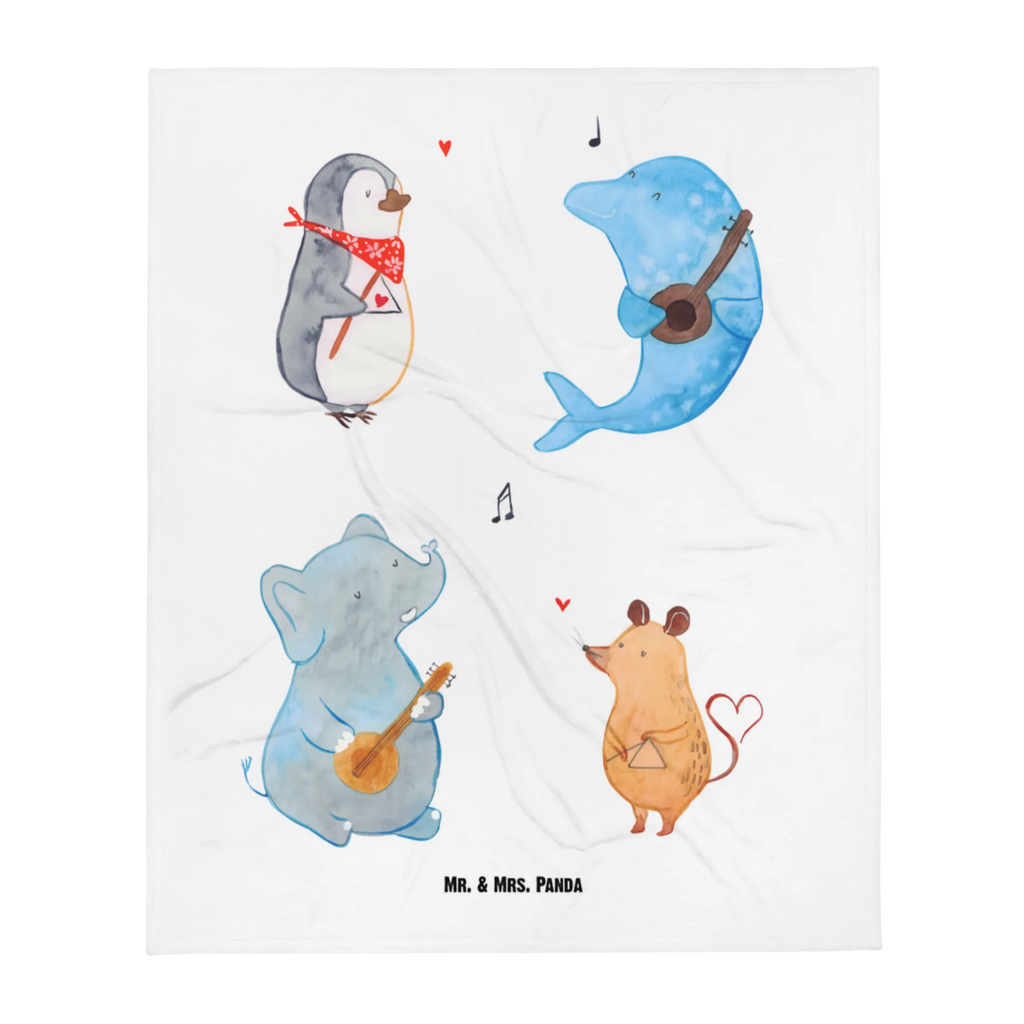 Kocyk dla niemowląt Wielki zespół Babygeschenk, Babyecke Kuscheldecke, Babydecke, Geschenk Geburt, Krabbeldecke, Tiermotive, Gute Laune, lustige Sprüche, Tiere, Delfin, Band, Pinguin, Triangel, Musik, Elefant, Maus, Hund, Gitarre, Musikanten