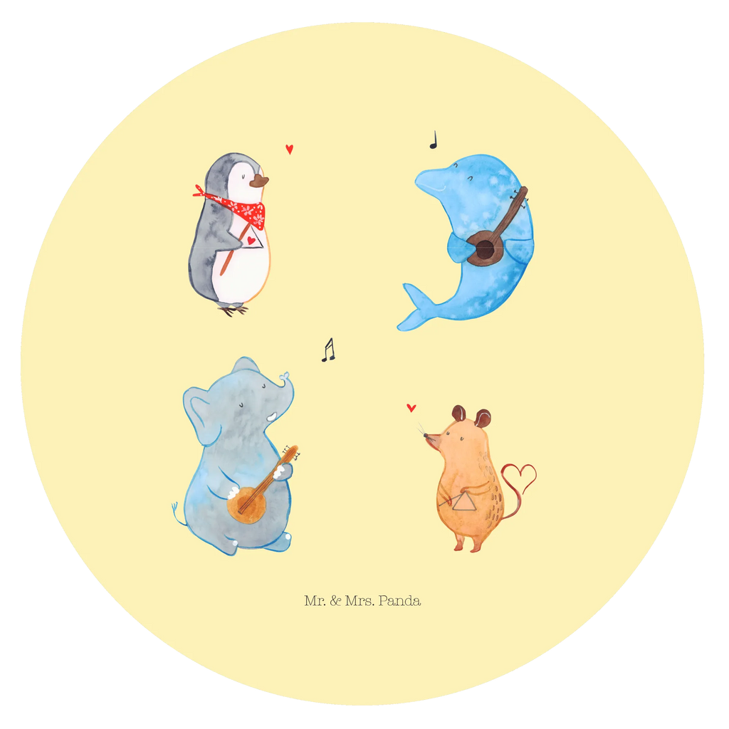 120mm okrągła naklejka Wielki zespół Etikett, Aufkleber, Sticker, Tiermotive, Lustige Sprüche, Tiere, Gute Laune, Maus, Pinguin, Delfin, Band, Musikanten, Musik, Gitarre, Elefant, Hund, Triangel