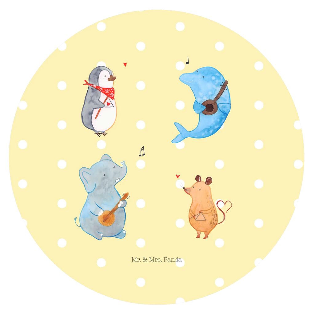 120mm okrągła naklejka Wielki zespół Etikett, Aufkleber, Sticker, Tiermotive, Lustige Sprüche, Tiere, Gute Laune, Maus, Pinguin, Delfin, Band, Musikanten, Musik, Gitarre, Elefant, Hund, Triangel