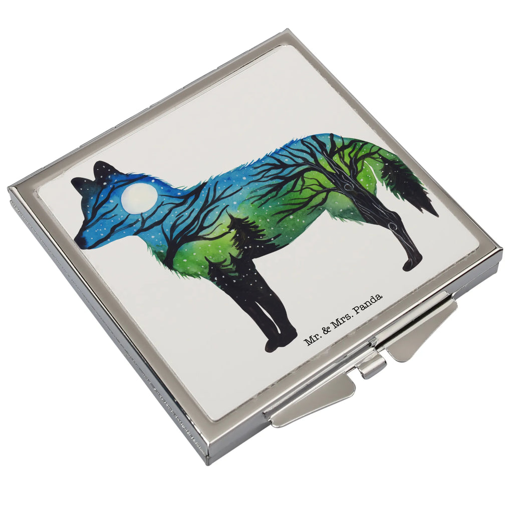 Handbag mirror Fox landscape handbag, make-up mirror, square, mirror, silver, make up, Nature, joy of life, love, Landscape, Adventure, Motif, Fox, Watercolor, Drawing