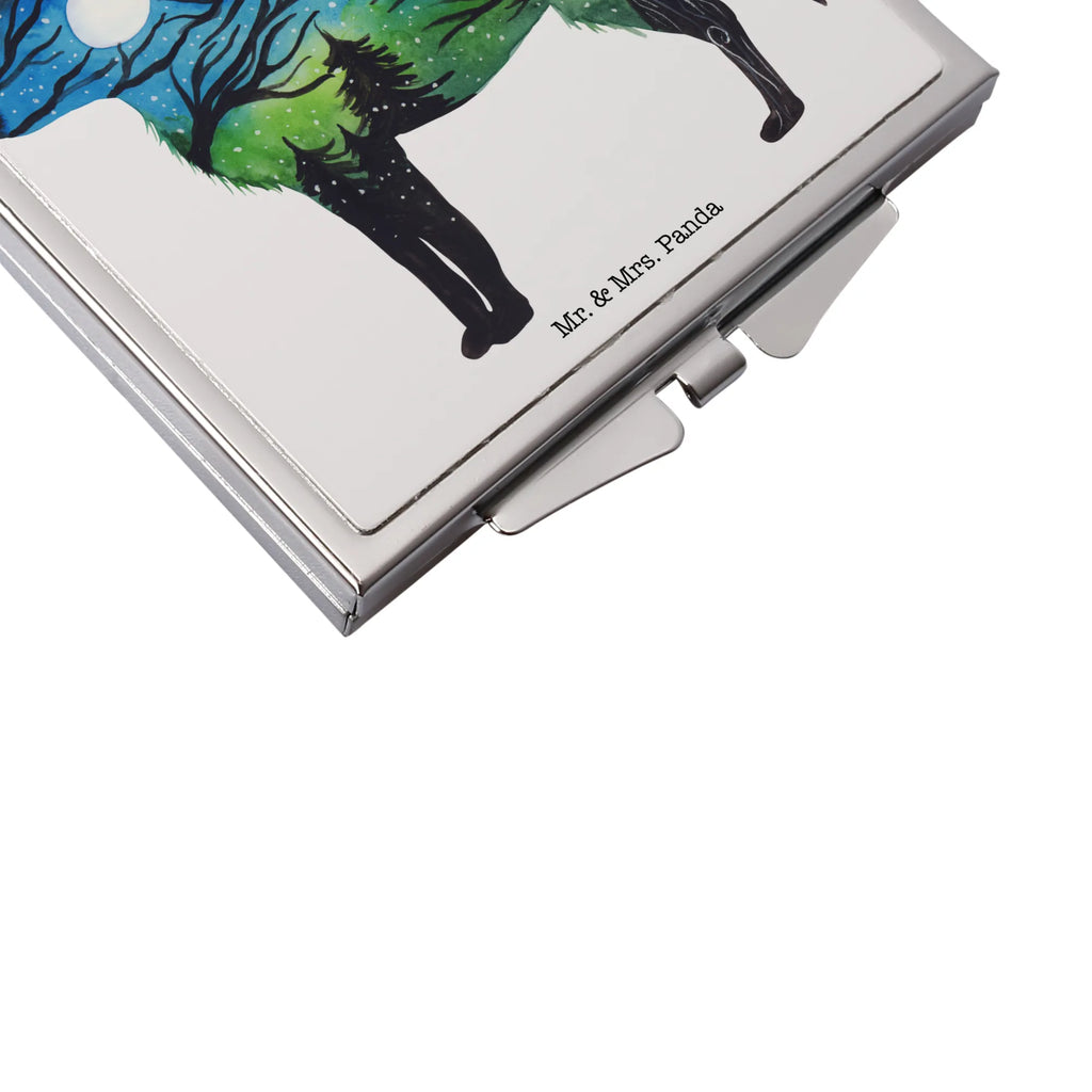 Handbag mirror Fox landscape handbag, make-up mirror, square, mirror, silver, make up, Nature, joy of life, love, Landscape, Adventure, Motif, Fox, Watercolor, Drawing