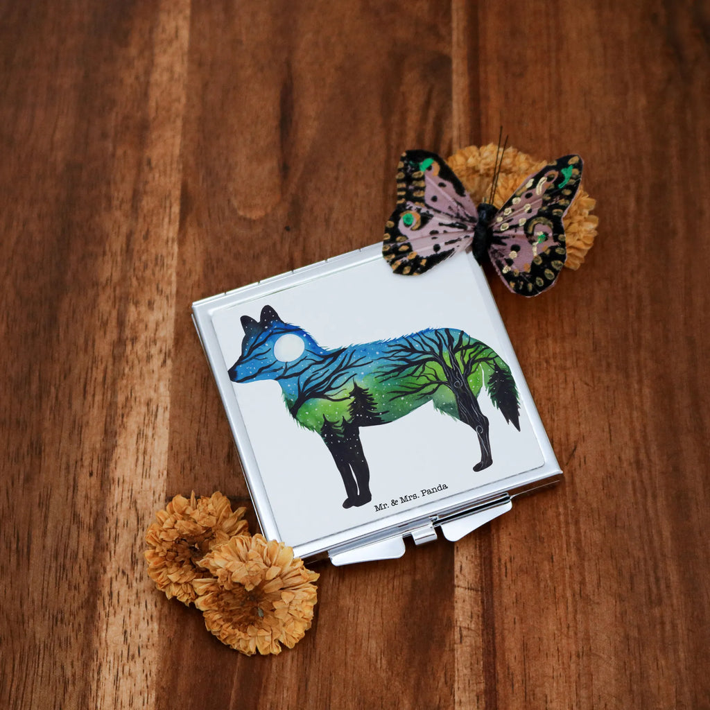 Handbag mirror Fox landscape handbag, make-up mirror, square, mirror, silver, make up, Nature, joy of life, love, Landscape, Adventure, Motif, Fox, Watercolor, Drawing