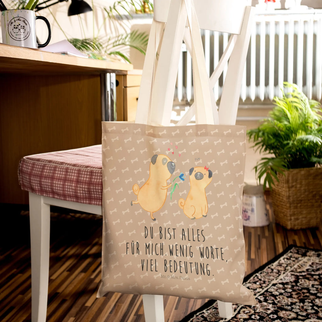 torba na zakupy mops Zakochani Pies, motyw psa, zwierzę domowe, rasa psa, miłośnik zwierząt, właściciel psa, powiedzenia