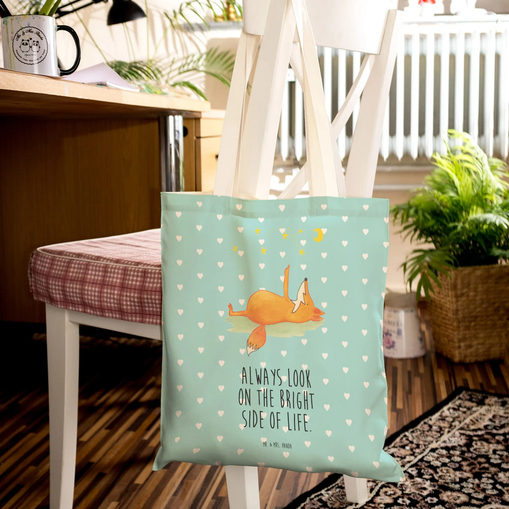Shopping bag Fox Stars shopper, pouch, cloth bag, shoulder bag, bag, cotton bag, Carrier bag, fox, foxes, forest wildlife, clever as a fox, animal lover, Always Look on the Bright Side of Life, words of consolation, Saying positive, Romance, Fox, Saying beautiful