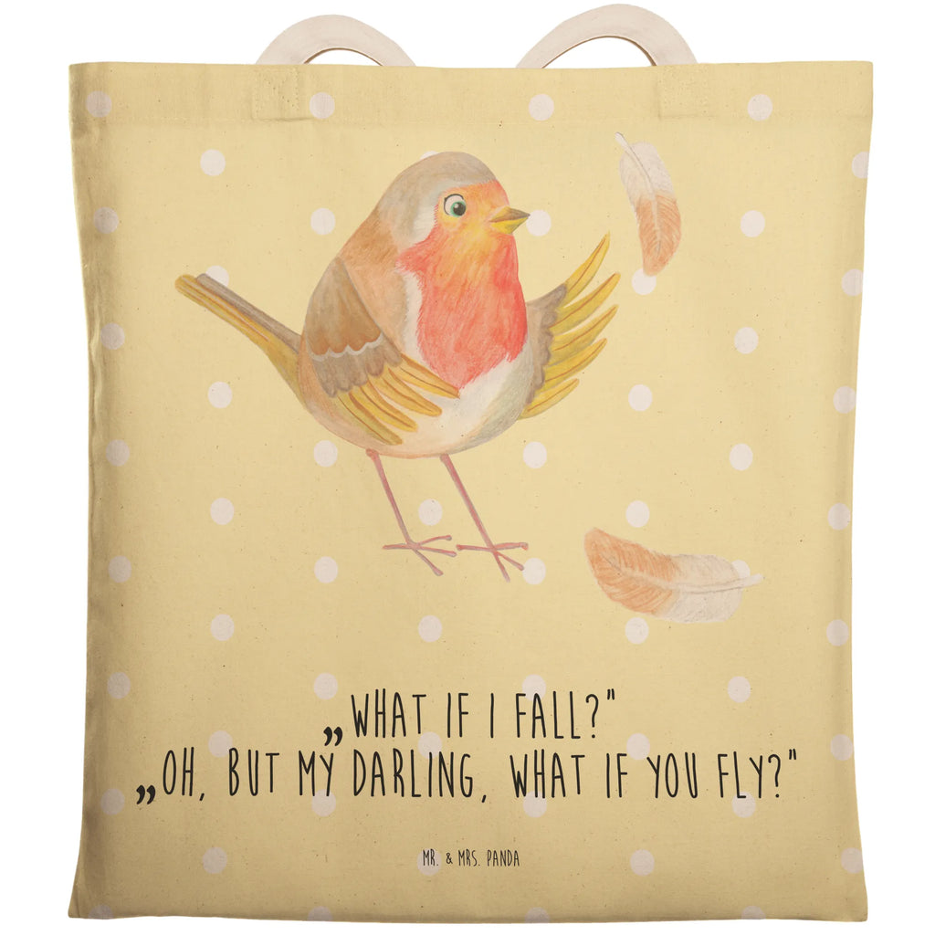 Shopping bag robin feathers Carrier bag, shoulder bag, bag, pouch, cotton bag, shopper, cloth bag, small animals, cute, funny, cute animal motives, hand drawn, small world, funny sayings, good mood, happy, gifts, gift ideas, special gifts, animal lover, card, motivation slogans, What if i fall, slogan motivation, robin, motivation pictures, flying, slogan courage, bird