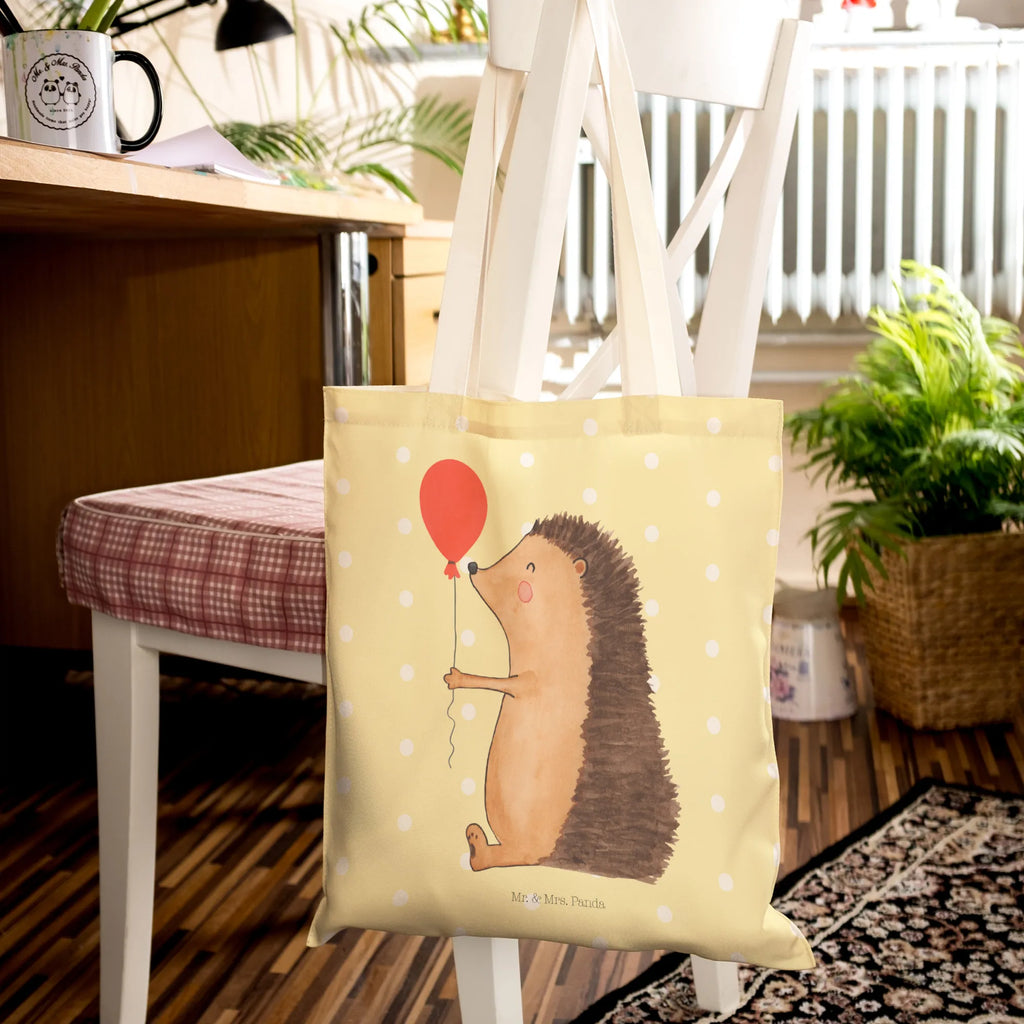 Shopping bag Hedgehog balloon Carrier bag, cloth bag, pouch, shopper, bag, shoulder bag, cotton bag, small animals, cute, funny, cute animal motives, hand drawn, small world, funny sayings, good mood, happy, gifts, gift ideas, special gifts, animal lover, card, hedgehog, Happy Birthday, Birthday, Balloon, Birthday Child