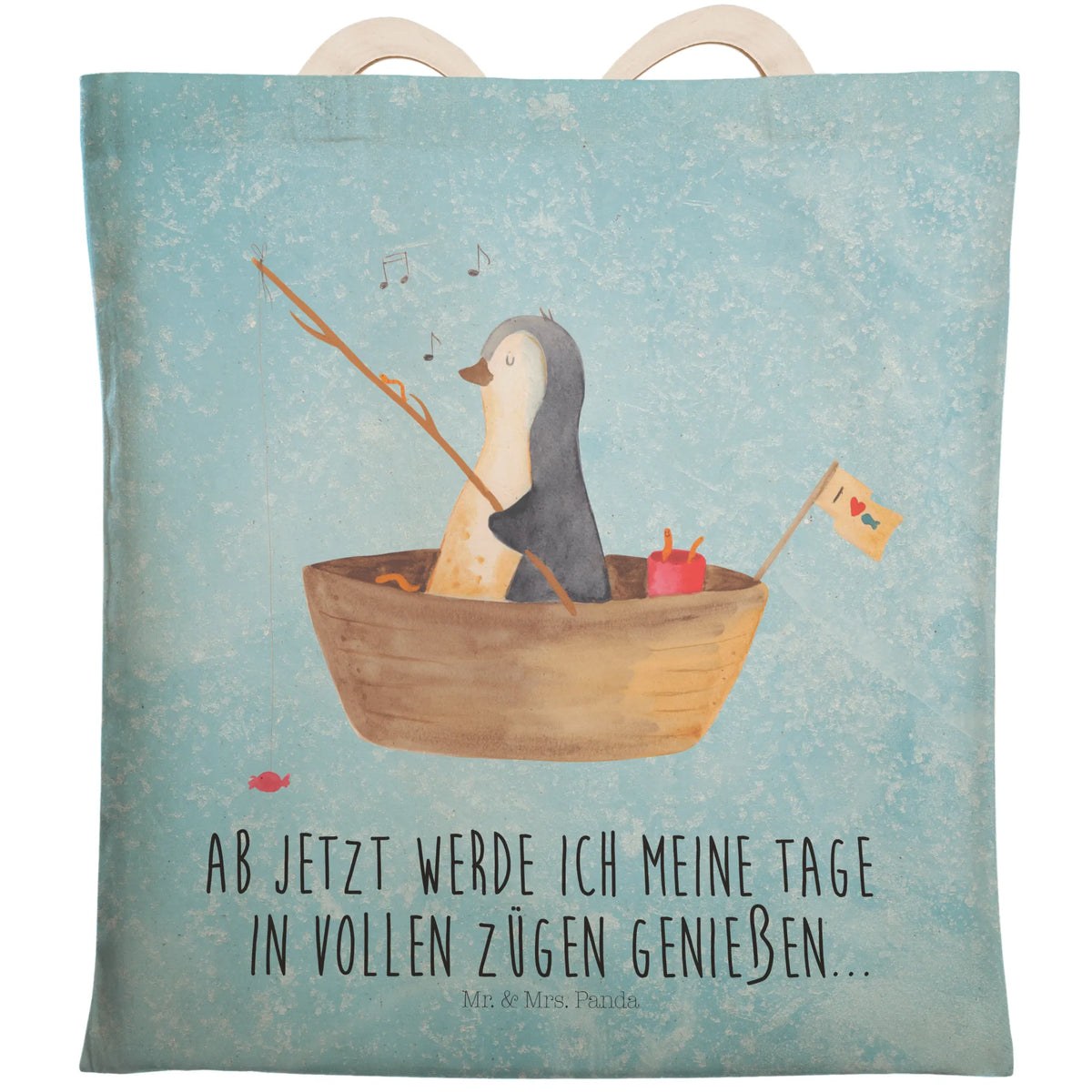 Einkaufstasche Pinguin Angelboot
