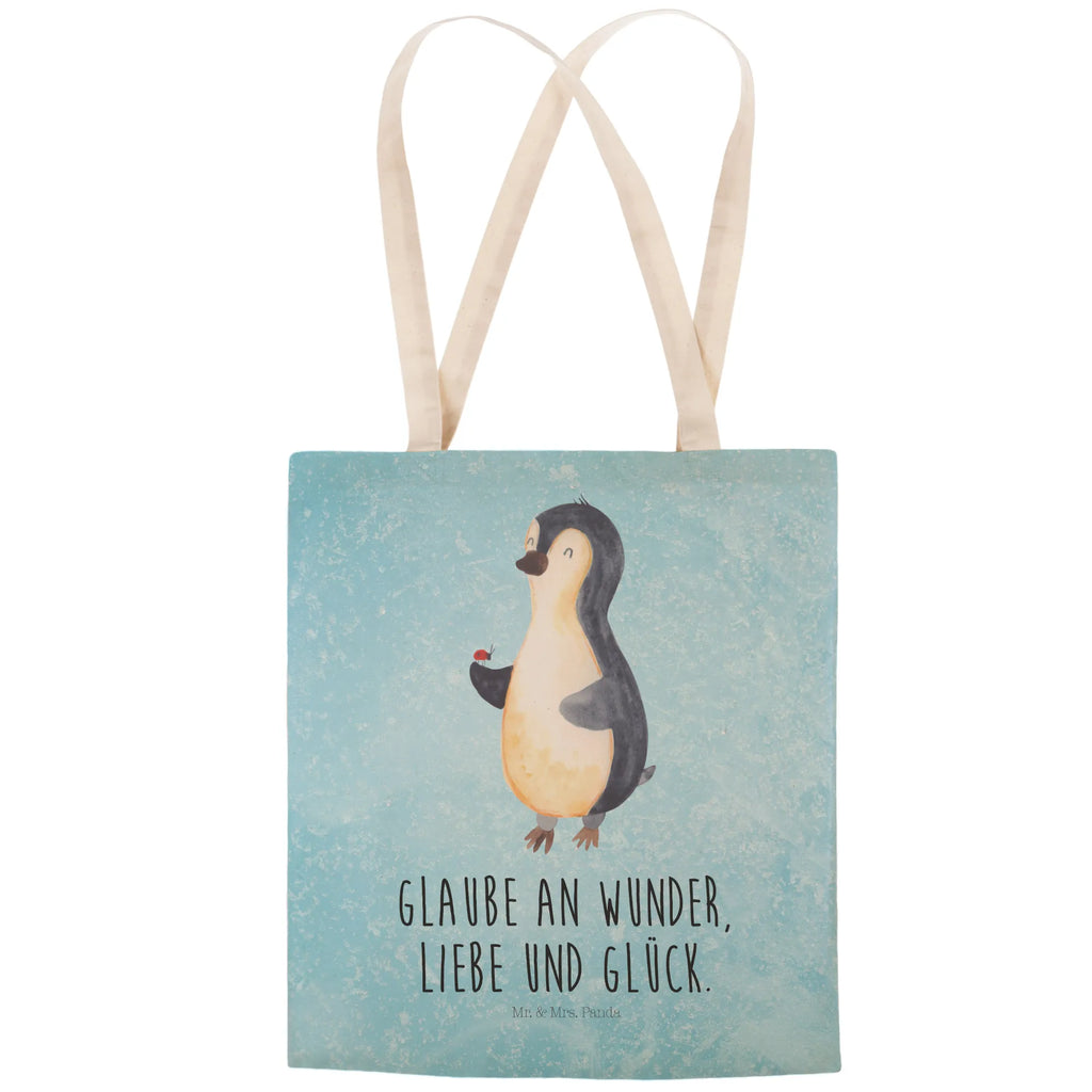 Shopping bag Penguin ladybug shoulder bag, shopper, pouch, bag, cotton bag, cloth bag, Carrier bag, Penguin, North Pole, Winter, Penguins, wonder, joy, joy of life, ladybird, penguins, happiness, love