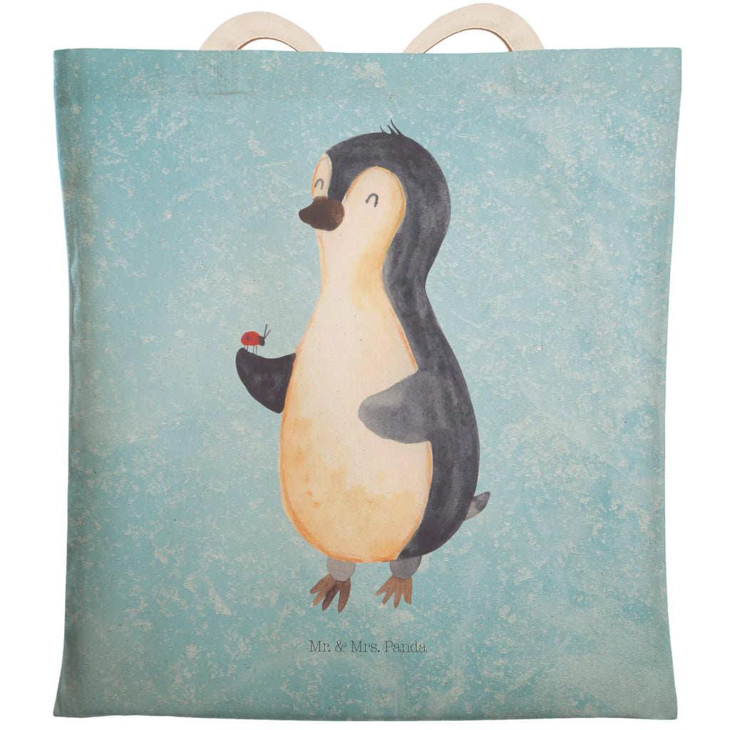 Shopping bag Penguin ladybug shoulder bag, shopper, pouch, bag, cotton bag, cloth bag, Carrier bag, Penguin, North Pole, Winter, Penguins, wonder, joy, joy of life, ladybird, penguins, happiness, love