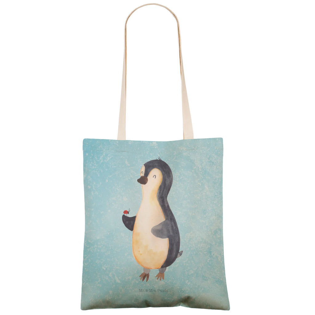 Shopping bag Penguin ladybug shoulder bag, shopper, pouch, bag, cotton bag, cloth bag, Carrier bag, Penguin, North Pole, Winter, Penguins, wonder, joy, joy of life, ladybird, penguins, happiness, love