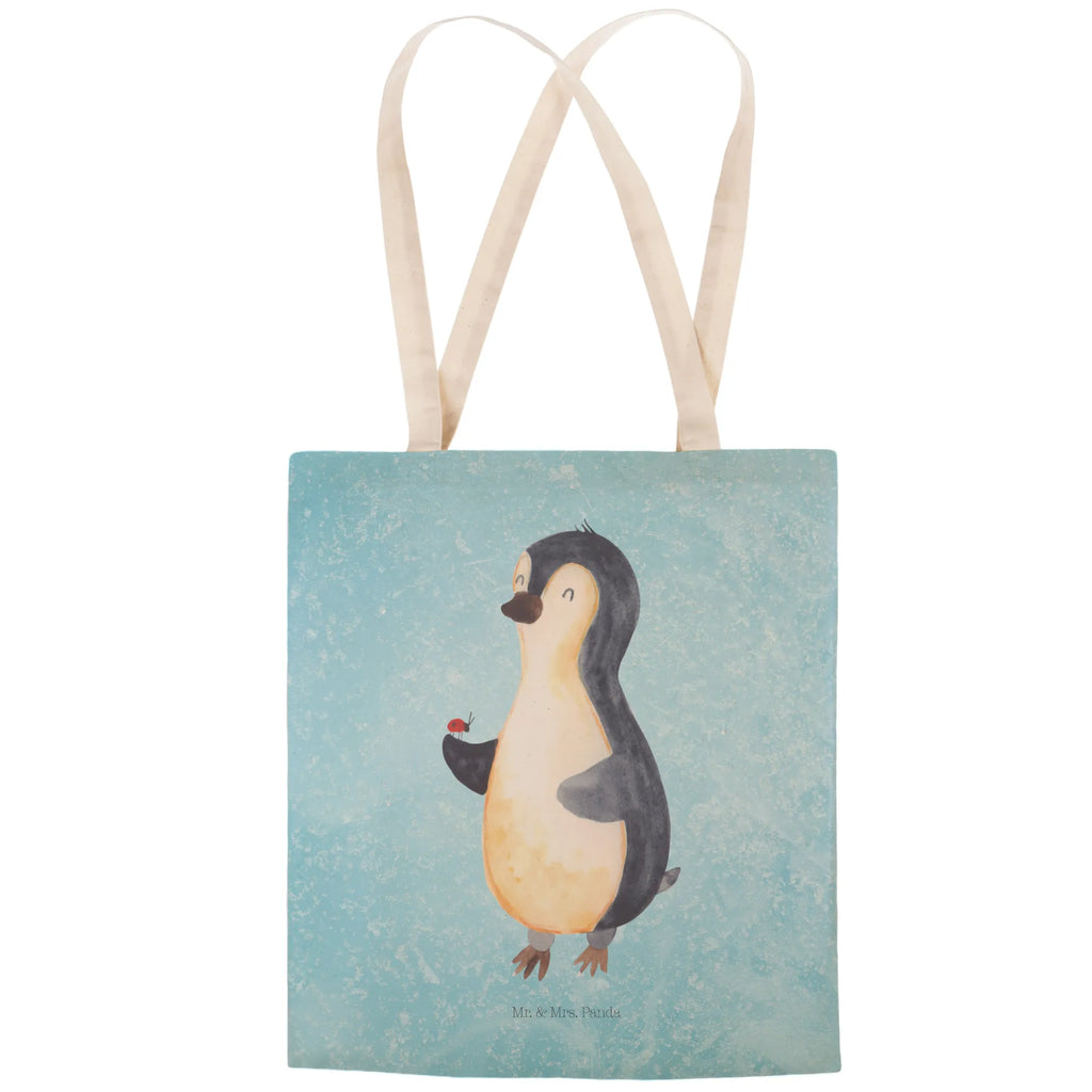 Shopping bag Penguin ladybug shoulder bag, shopper, pouch, bag, cotton bag, cloth bag, Carrier bag, Penguin, North Pole, Winter, Penguins, wonder, joy, joy of life, ladybird, penguins, happiness, love