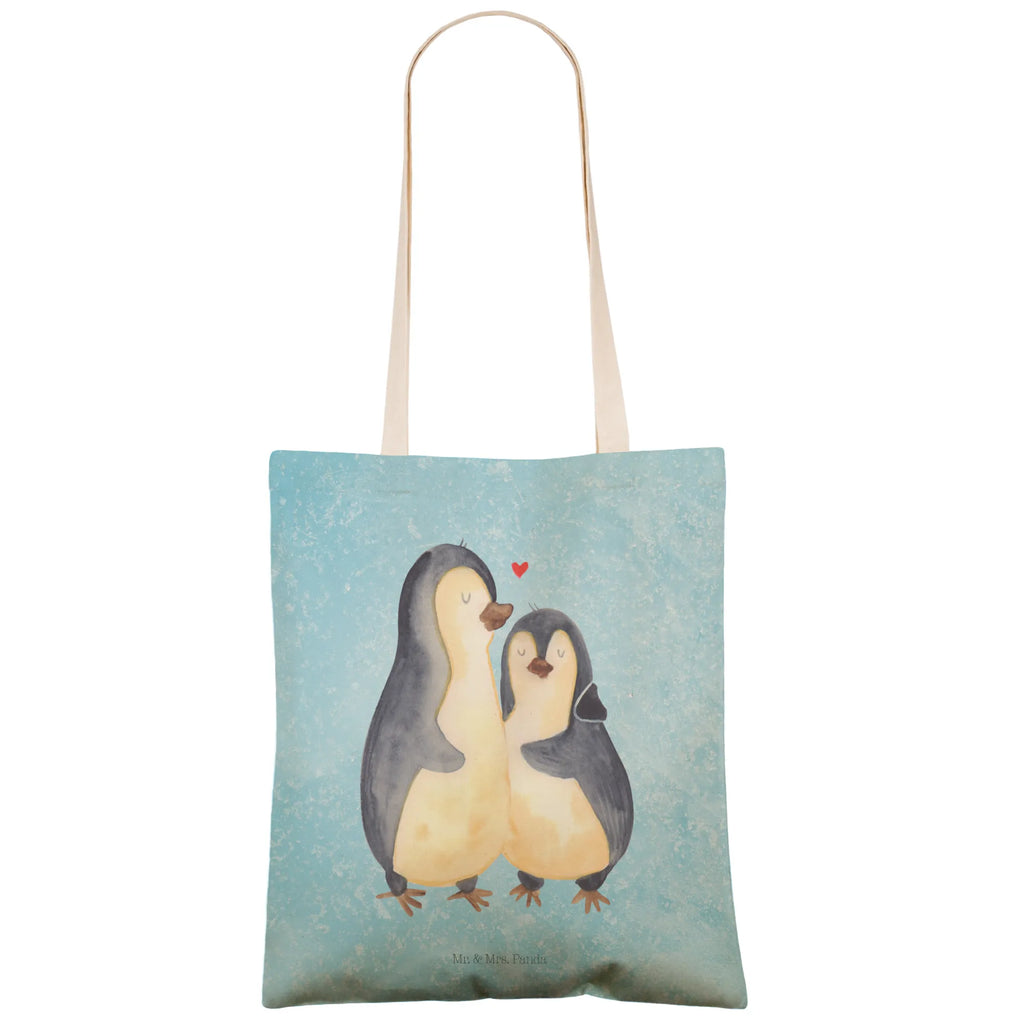 Shopping bag Penguin embrace cloth bag, cotton bag, shoulder bag, pouch, Carrier bag, shopper, bag, Penguin, North Pole, Winter, Penguins, love, proof of love, wedding day, anniversary, engagement, wedding, love gift, penguin, wedding gift, lovers