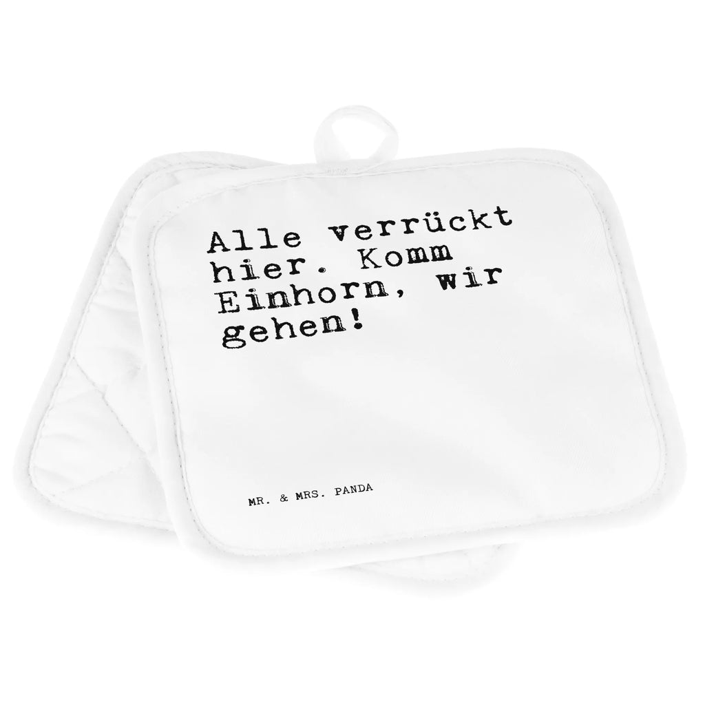 2er Set Topflappen  Sprüche und Zitate Alle verrückt hier. Komm Einhorn, wir gehen! topfhalter, Topflappen, 2er Set Topflappen, Topfhandschuhe, Topfuntersetzer, Topflappen Set, Topflappenset, Topflappen 2er Set, Sprüche, Lustige Sprüche, Weisheiten, Zitate, Spruch, Spruch Geschenke, Spruch Sprüche Weisheiten Zitate Lustig Weisheit Worte