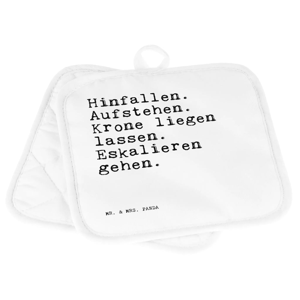 2-elementowy zestaw podkładek pod garnki Hinfallen. Aufstehen. Krone liegen... Przysłowie, przysłowia, zabawne przysłowia, mądrości, cytaty, prezenty z przysłowiami