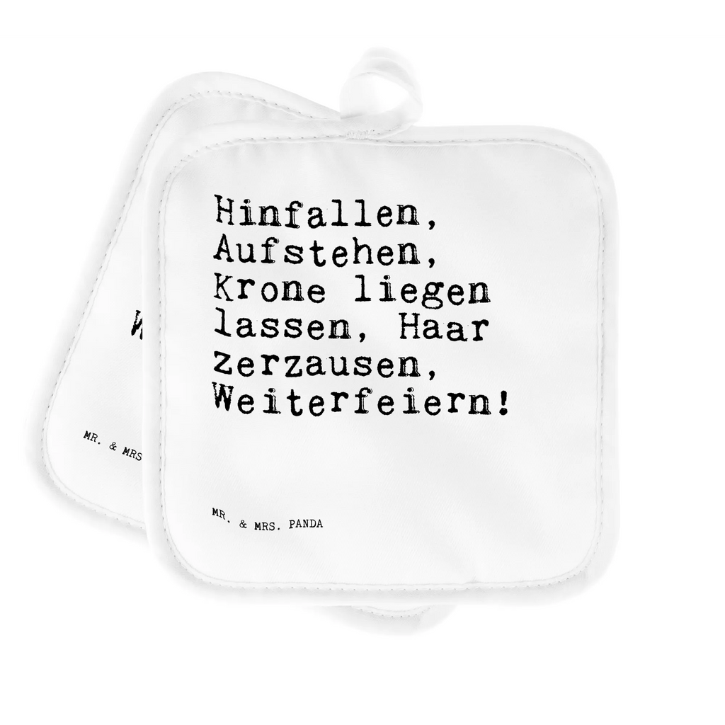 Pot holder Hinfallen, Aufstehen, Krone liegen... potholders, baking, kitchen, oven mitts, cooking, gloves, oven glove, set, oven cloth set, saying, sayings, funny, wisdom, quotes, Sayings Proverbs Wisdom Quotes Funny Wisdom Words