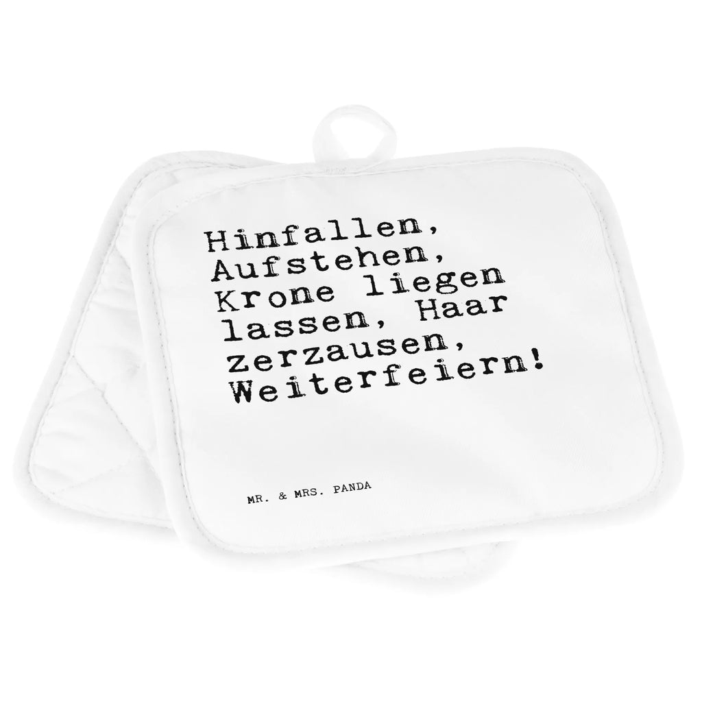 Pot holder Hinfallen, Aufstehen, Krone liegen... potholders, baking, kitchen, oven mitts, cooking, gloves, oven glove, set, oven cloth set, saying, sayings, funny, wisdom, quotes, Sayings Proverbs Wisdom Quotes Funny Wisdom Words