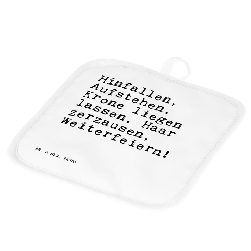 Pot holder Hinfallen, Aufstehen, Krone liegen... potholders, baking, kitchen, oven mitts, cooking, gloves, oven glove, set, oven cloth set, saying, sayings, funny, wisdom, quotes, Sayings Proverbs Wisdom Quotes Funny Wisdom Words