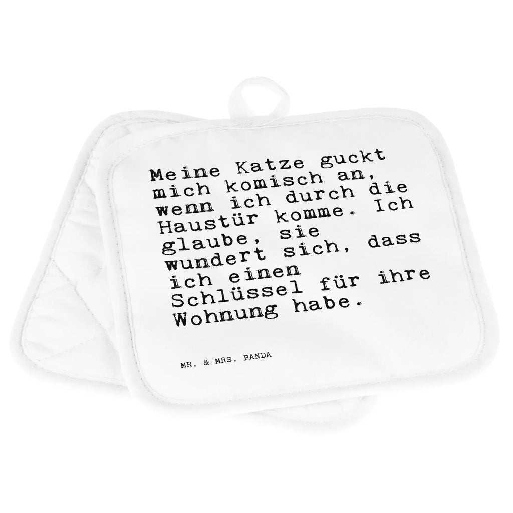 2-elementowy zestaw podkładek pod garnki Meine Katze guckt mich... Przysłowie, przysłowia, zabawne przysłowia, mądrości, cytaty, prezenty z przysłowiami
