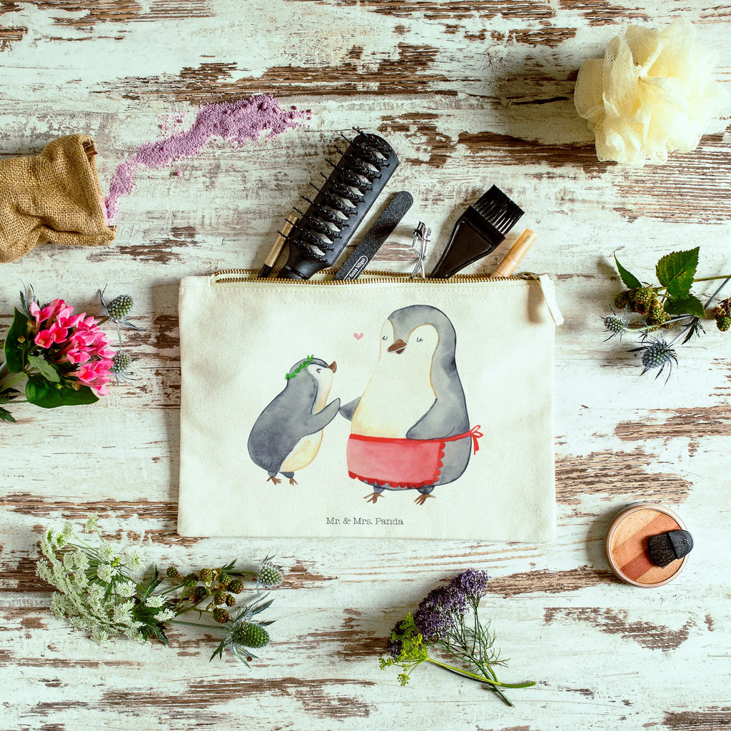 torebka na makijaż Pingwin z dzieckiem Kosmetiktasche, Waschbeutel, aufbewahrungstasche, Schlampermäppchen, toiletry bag, kosmetiktäschchen, aufbewahrungsbeutel, Schminktäschchen, Kulturbeutel, Waschtasche, Stiftemäppchen, Kulturtasche, Schminktasche, beauty case, Federmappe, pencil case, pinsel tasche, Kosmetikbeutel, Mäppchen, Schminkbeutel, Etui, utensilientasche, beauty tasche, Bruder, Papa, Opa, Schwester, Oma, Familie, Vatertag, Mama, Muttertag, Geschenk, Mutti, Geburststag, Mami, Mutter