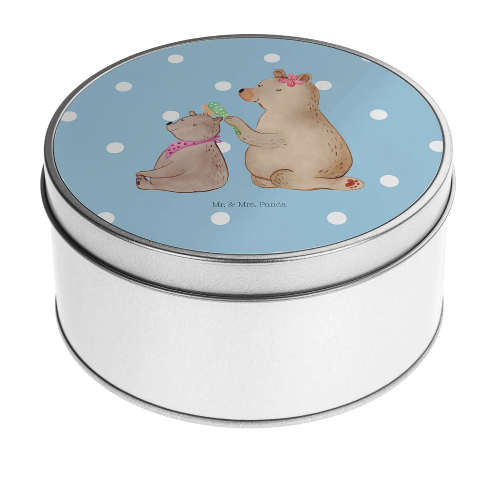 okrągła puszka z blachy niedźwiedź dziecko Rodzina, Dzień Ojca, Dzień Matki, brat, siostra, mama, tata, babcia, dziadek