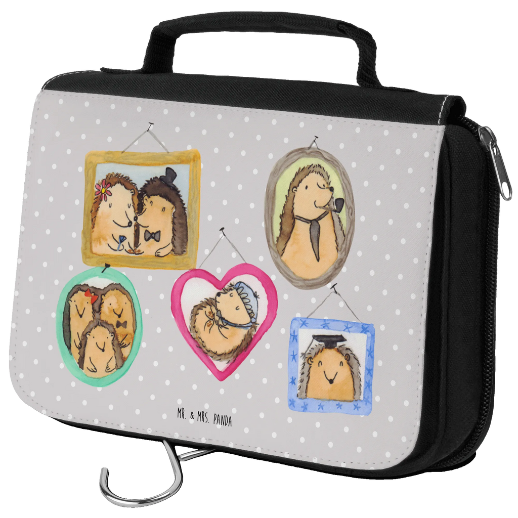 Wash bag Hedgehog family Wash bag, To hang up, Ladies, Gentlemen, Cosmetic bag, Toilet bag, Family, Father's Day, Mother's Day, brother, sister, Mom, Dad, dad, happiness, solidarity, mum, hedgehogs, pictures, love