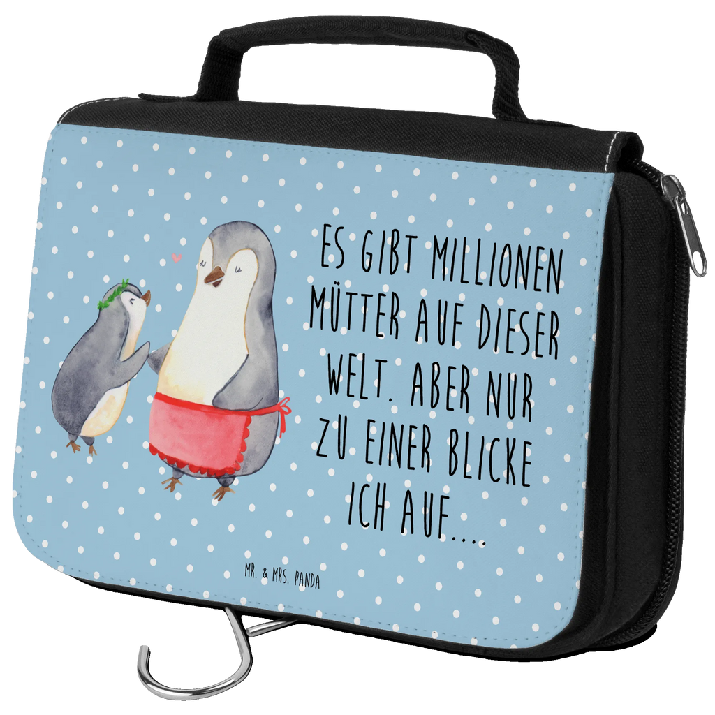 Wash bag Penguin with child Cosmetic bag, To hang up, Ladies, Gentlemen, Toilet bag, Wash bag, Family, Father's Day, Mother's Day, brother, sister, Mom, Dad, Mummy, Mother, Birthday, Gift, Mommy