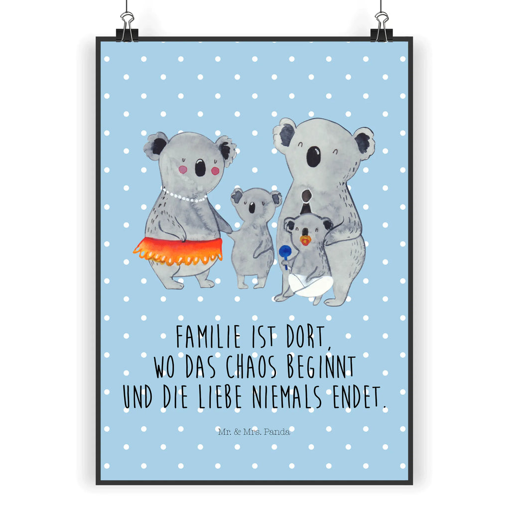 Poster Koala Family Wandposter, Küchenposter, Wanddeko, Raumdekoration, Poster, Wanddekoration, Kinderposter, Bild, Handgemaltes Poster, Mr. & Mrs. Panda Poster, Designposter, Posterdruck, Kunstdruck, Wanddeko Bild, Familie, Vatertag, Muttertag, Bruder, Schwester, Mama, Papa, Oma, Opa, Koalas, Koala, Kinder, Familienleben, Geschwister, Family