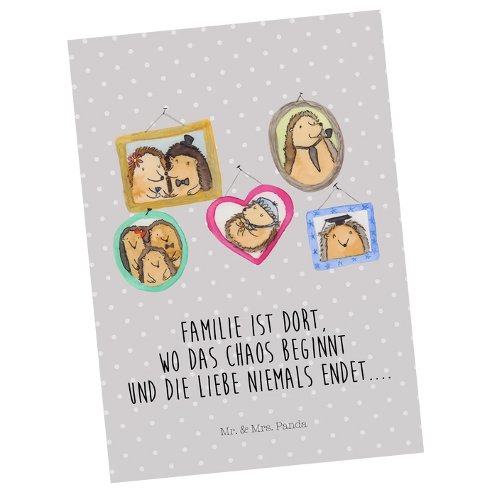 Postkarte Igel Familie