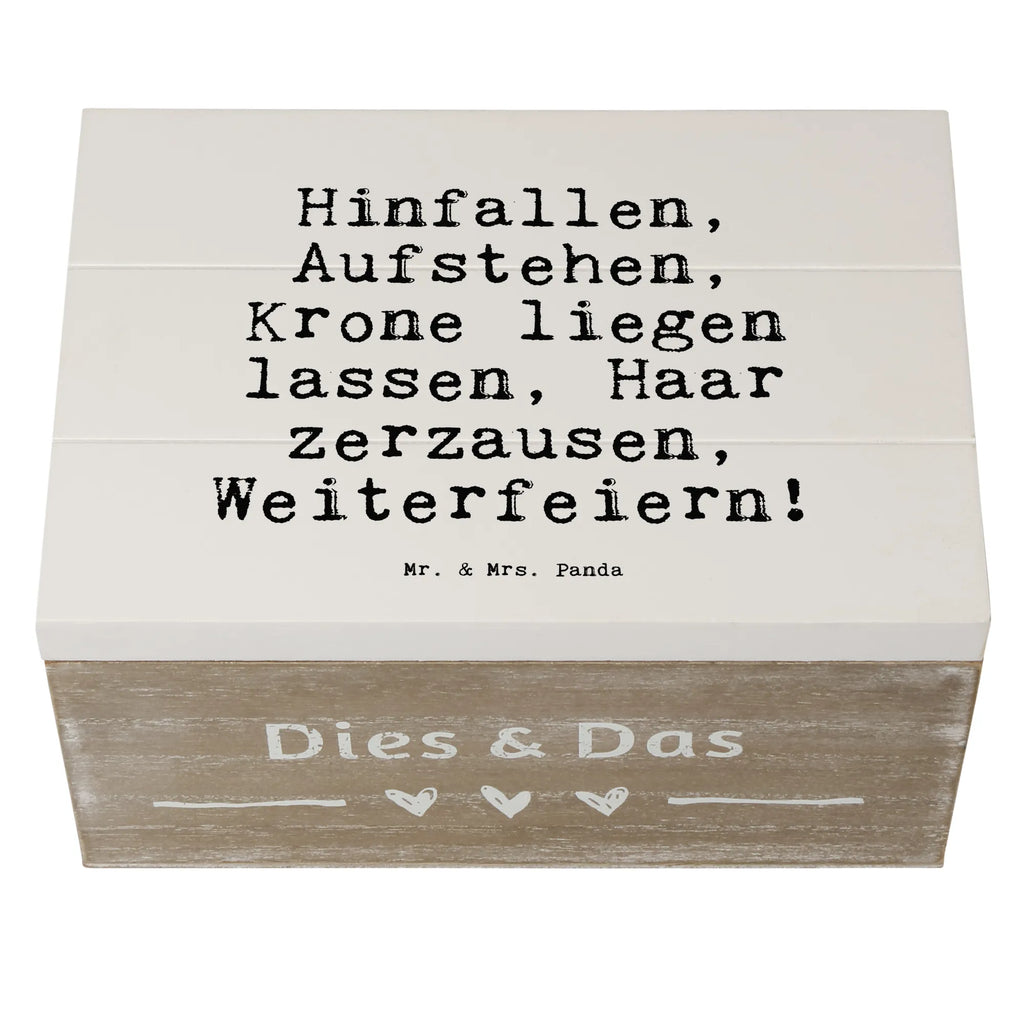 Holzkiste Sprüche und Zitate Hinfallen, Aufstehen, Krone liegen lassen, Haar zerzausen, Weiterfeiern! Geschenkbox, Aufbewahrungsbox, Holzkiste, Schatzkiste, Schatulle, Erinnerungsbox, Erinnerungskiste, Truhe, Dekokiste, Kiste, XXL, Geschenkdose, Spruch, Sprüche, lustige Sprüche, Weisheiten, Zitate, Spruch Geschenke, Spruch Sprüche Weisheiten Zitate Lustig Weisheit Worte