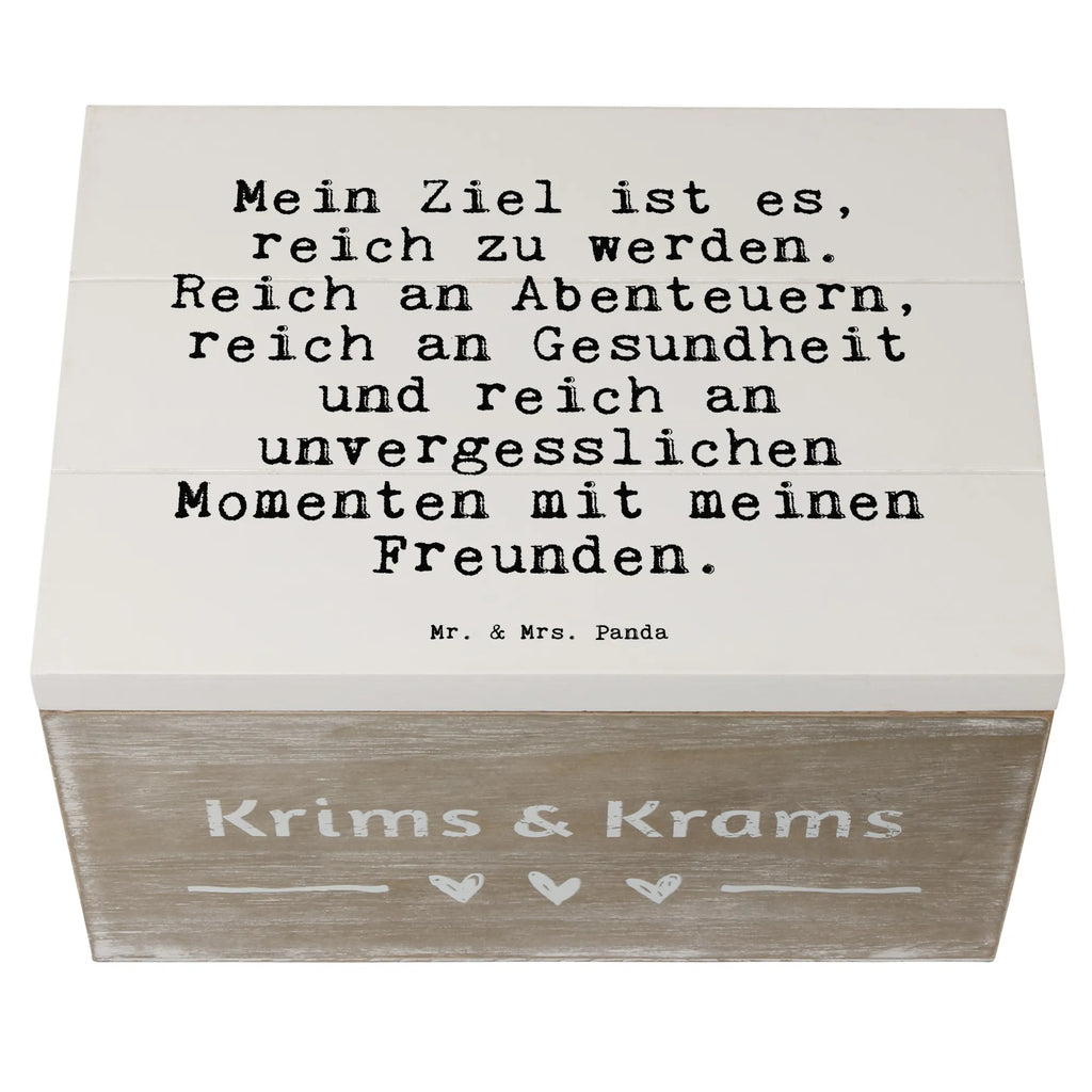 Holzkiste Sprüche und Zitate Mein Ziel ist es, reich zu werden. Reich an Abenteuern, reich an Gesundheit und reich an unvergesslichen Momenten mit meinen Freunden. Kiste, Truhe, Schatulle, XXL, Erinnerungsbox, Erinnerungskiste, Schatzkiste, Geschenkdose, Dekokiste, Geschenkbox, Holzkiste, Aufbewahrungsbox, Spruch, Sprüche, lustige Sprüche, Weisheiten, Zitate, Spruch Geschenke, Spruch Sprüche Weisheiten Zitate Lustig Weisheit Worte