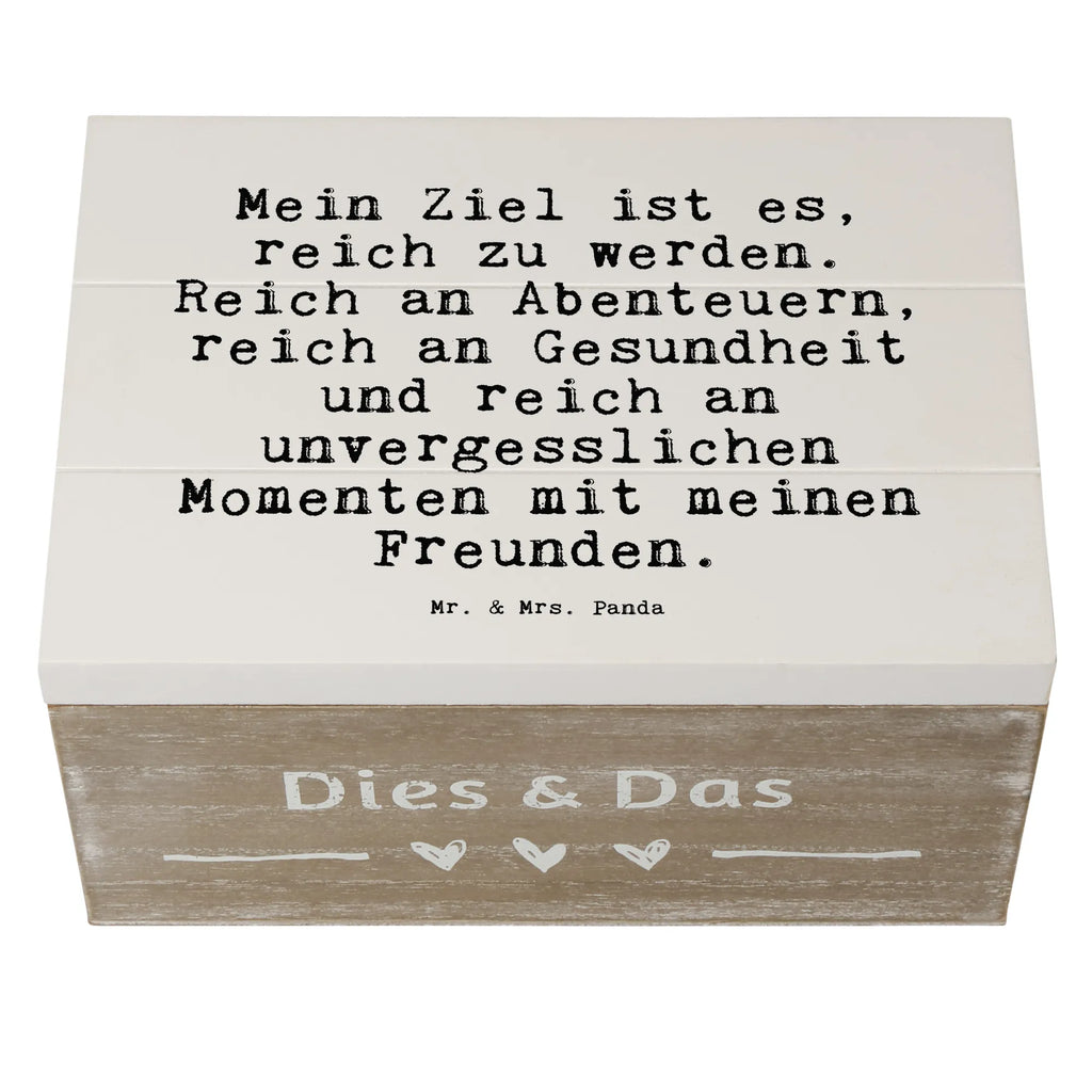 Holzkiste Sprüche und Zitate Mein Ziel ist es, reich zu werden. Reich an Abenteuern, reich an Gesundheit und reich an unvergesslichen Momenten mit meinen Freunden. Kiste, Truhe, Schatulle, XXL, Erinnerungsbox, Erinnerungskiste, Schatzkiste, Geschenkdose, Dekokiste, Geschenkbox, Holzkiste, Aufbewahrungsbox, Spruch, Sprüche, lustige Sprüche, Weisheiten, Zitate, Spruch Geschenke, Spruch Sprüche Weisheiten Zitate Lustig Weisheit Worte
