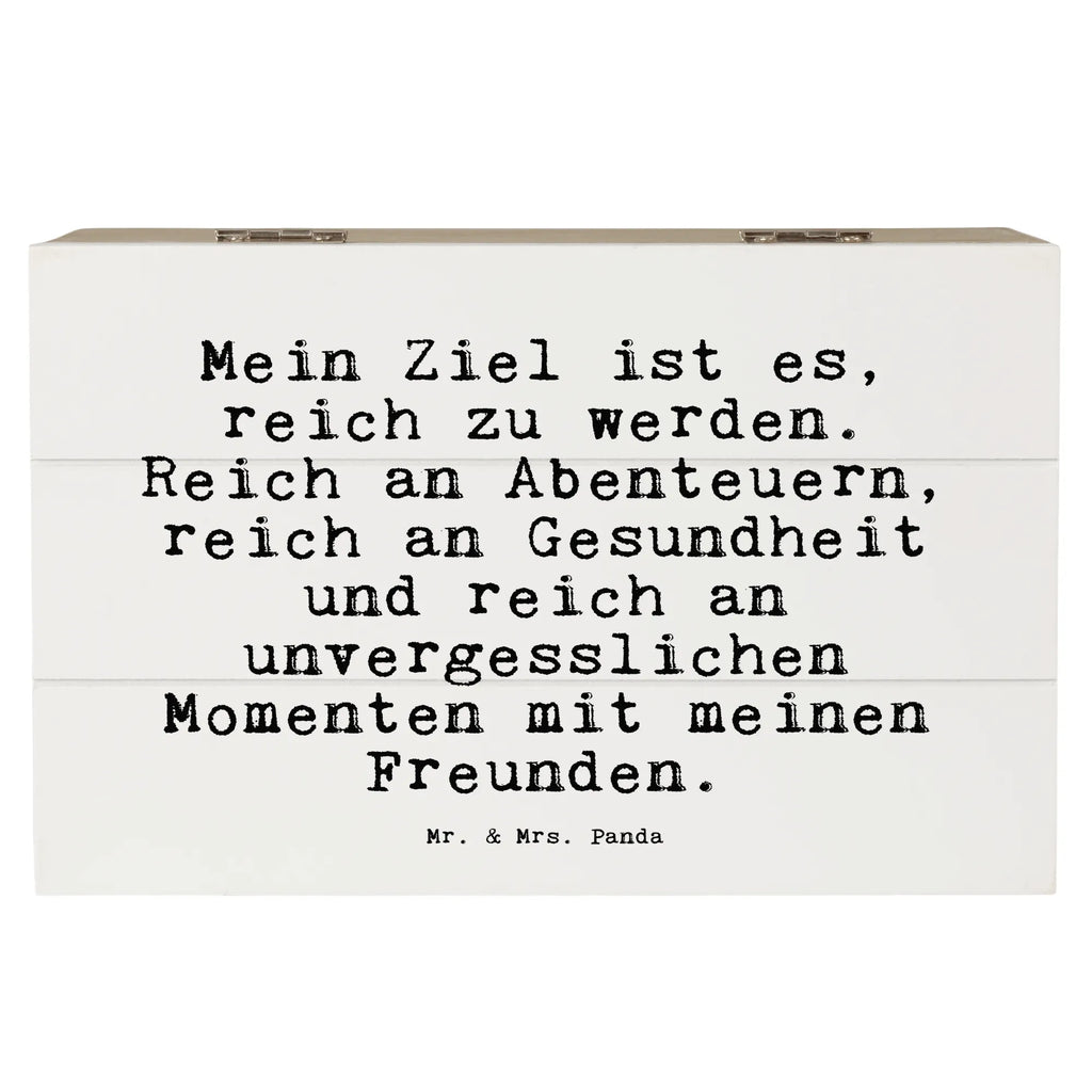 Holzkiste Sprüche und Zitate Mein Ziel ist es, reich zu werden. Reich an Abenteuern, reich an Gesundheit und reich an unvergesslichen Momenten mit meinen Freunden. Kiste, Truhe, Schatulle, XXL, Erinnerungsbox, Erinnerungskiste, Schatzkiste, Geschenkdose, Dekokiste, Geschenkbox, Holzkiste, Aufbewahrungsbox, Spruch, Sprüche, lustige Sprüche, Weisheiten, Zitate, Spruch Geschenke, Spruch Sprüche Weisheiten Zitate Lustig Weisheit Worte
