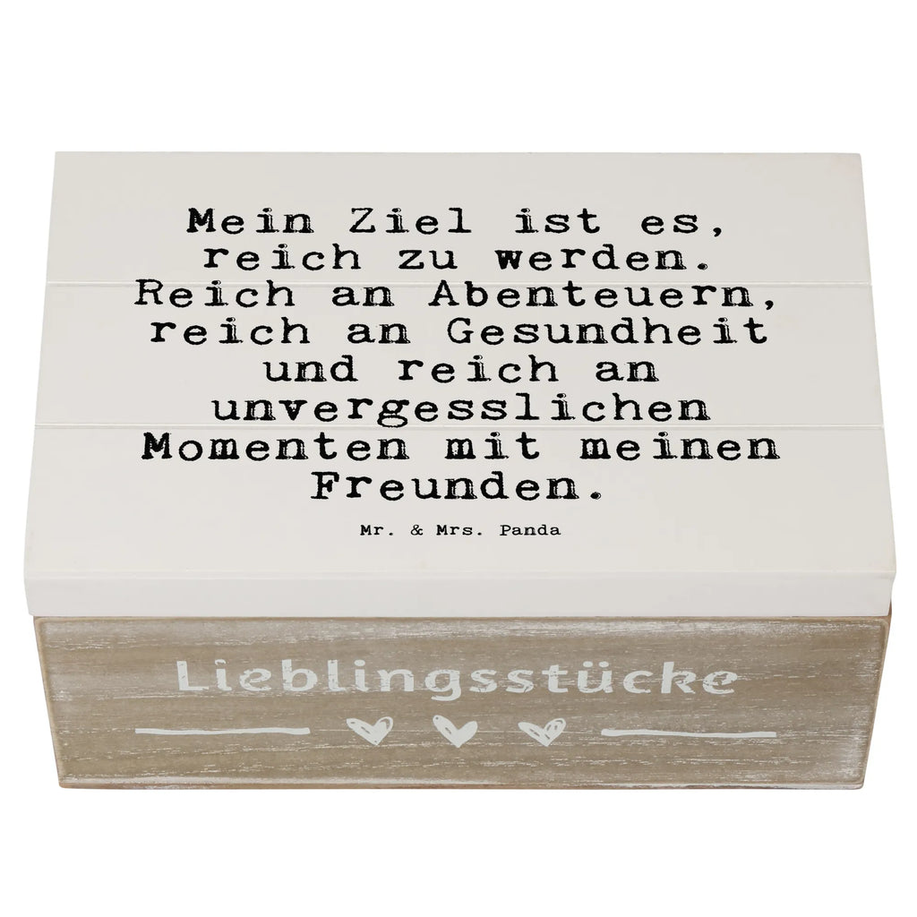 Holzkiste Sprüche und Zitate Mein Ziel ist es, reich zu werden. Reich an Abenteuern, reich an Gesundheit und reich an unvergesslichen Momenten mit meinen Freunden. Kiste, Truhe, Schatulle, XXL, Erinnerungsbox, Erinnerungskiste, Schatzkiste, Geschenkdose, Dekokiste, Geschenkbox, Holzkiste, Aufbewahrungsbox, Spruch, Sprüche, lustige Sprüche, Weisheiten, Zitate, Spruch Geschenke, Spruch Sprüche Weisheiten Zitate Lustig Weisheit Worte