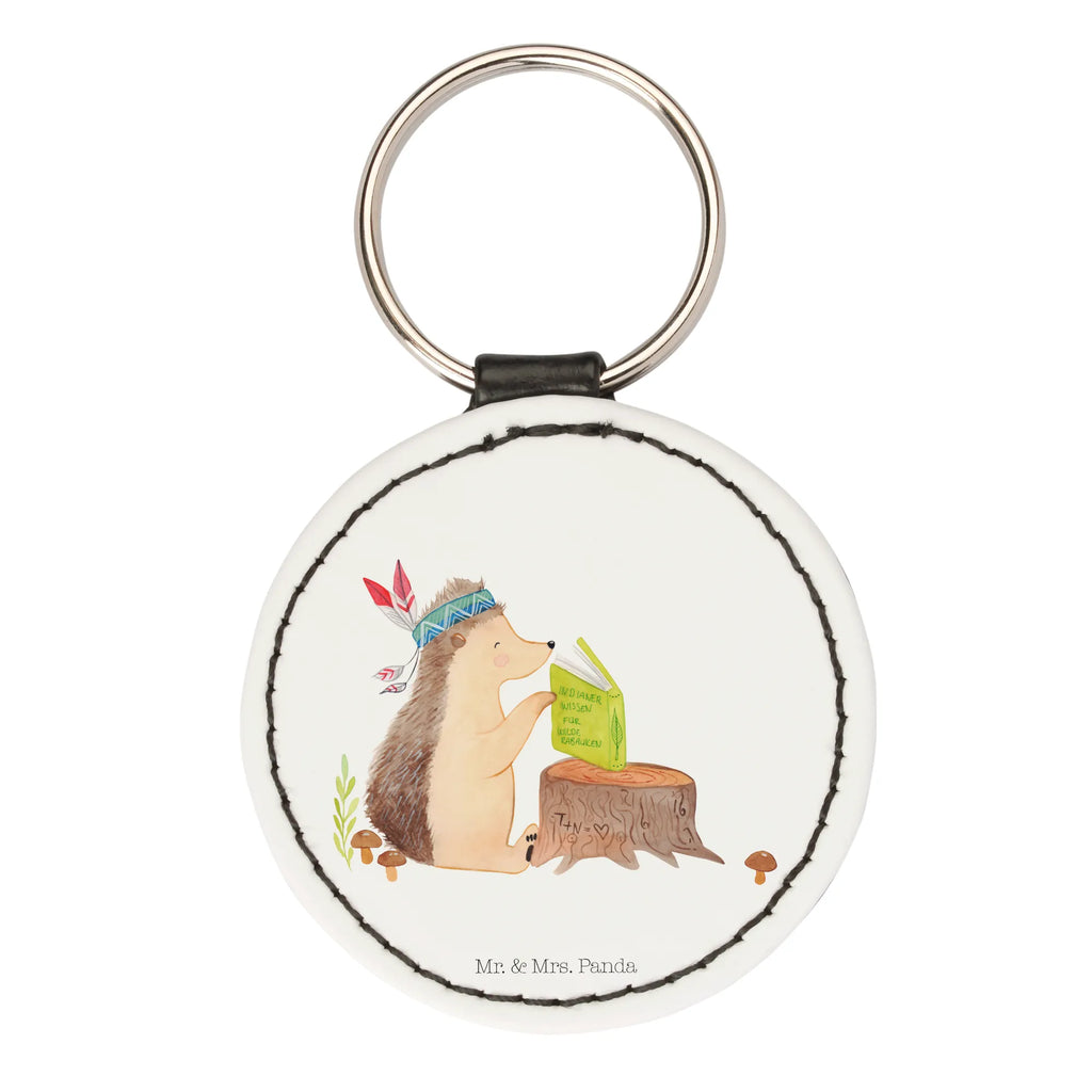 Rund Schlüsselanhänger Igel Indianer Schlüsselanhänger, mini schlüsselanhänger, schlüsselbund anhänger, Schlüsselaccessoire, Taschenanhänger, Tiere, Waldtiere, Lagerfeuer, Abenteuer, Igel, Indianer, Camping
