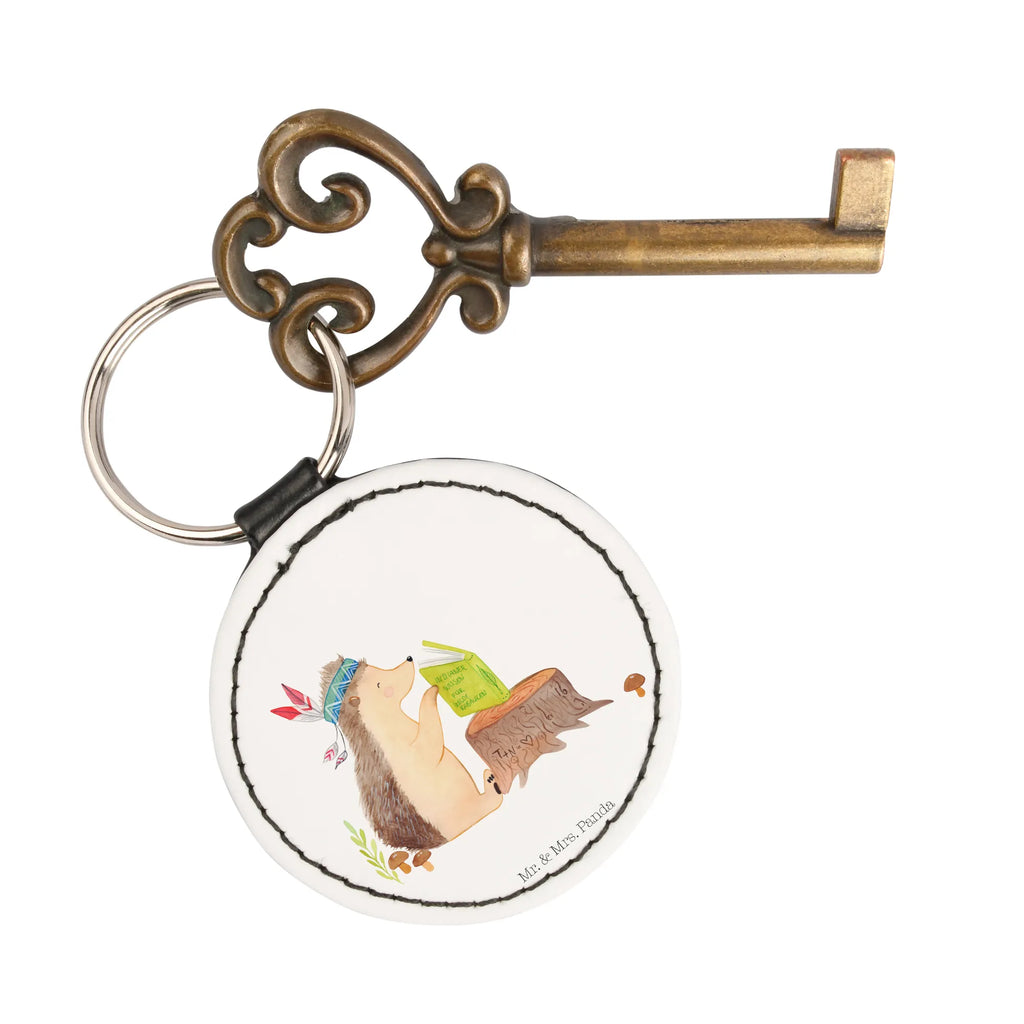 Rund Schlüsselanhänger Igel Indianer Schlüsselanhänger, mini schlüsselanhänger, schlüsselbund anhänger, Schlüsselaccessoire, Taschenanhänger, Tiere, Waldtiere, Lagerfeuer, Abenteuer, Igel, Indianer, Camping