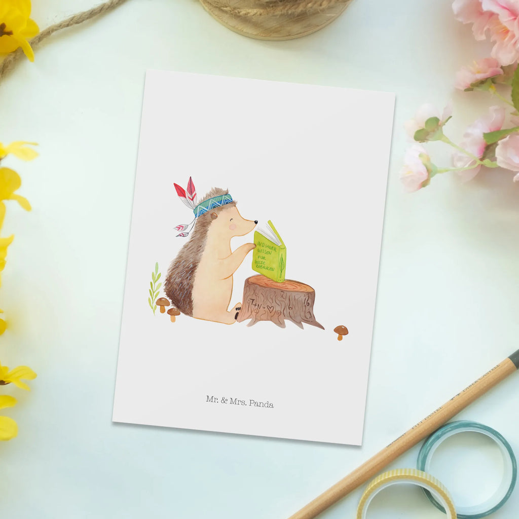 Postcard Hedgehog feather headdress Einladungskarte, Einladungskarten Geburtstag, Grußkarte, Einladung, Dankeskarte, Ansichtskarten, Karte, Ansichtskarte, Postkarte, Geburtstagskarte, Geschenkkarte, Einladung Geburtstag, Waldtiere, Tiere, Indianer, Abenteuer, Lagerfeuer, Igel, Camping