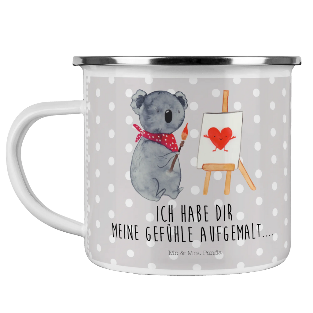 Kempingowy kubek emaliowany koala artysta Kaffeetasse, Trinkbecher, Emaille Tasse, Teebecher, wandertasse, Tasse, reisetasse, Metalltasse, Blechtasse, blechbecher, wanderbecher, Emaille Becher, emaillebecher, Kaffeebecher, metallbecher, Teetasse, Campingtasse, Reisebecher, Becher, Campingbecher, Emailletasse, becher emaille, Pott, Tasse Emaille, Koalabär, Koala, Künstler, Gefühle, Liebesgeschenk, Liebe, Zeichnen, Liebensbeweis