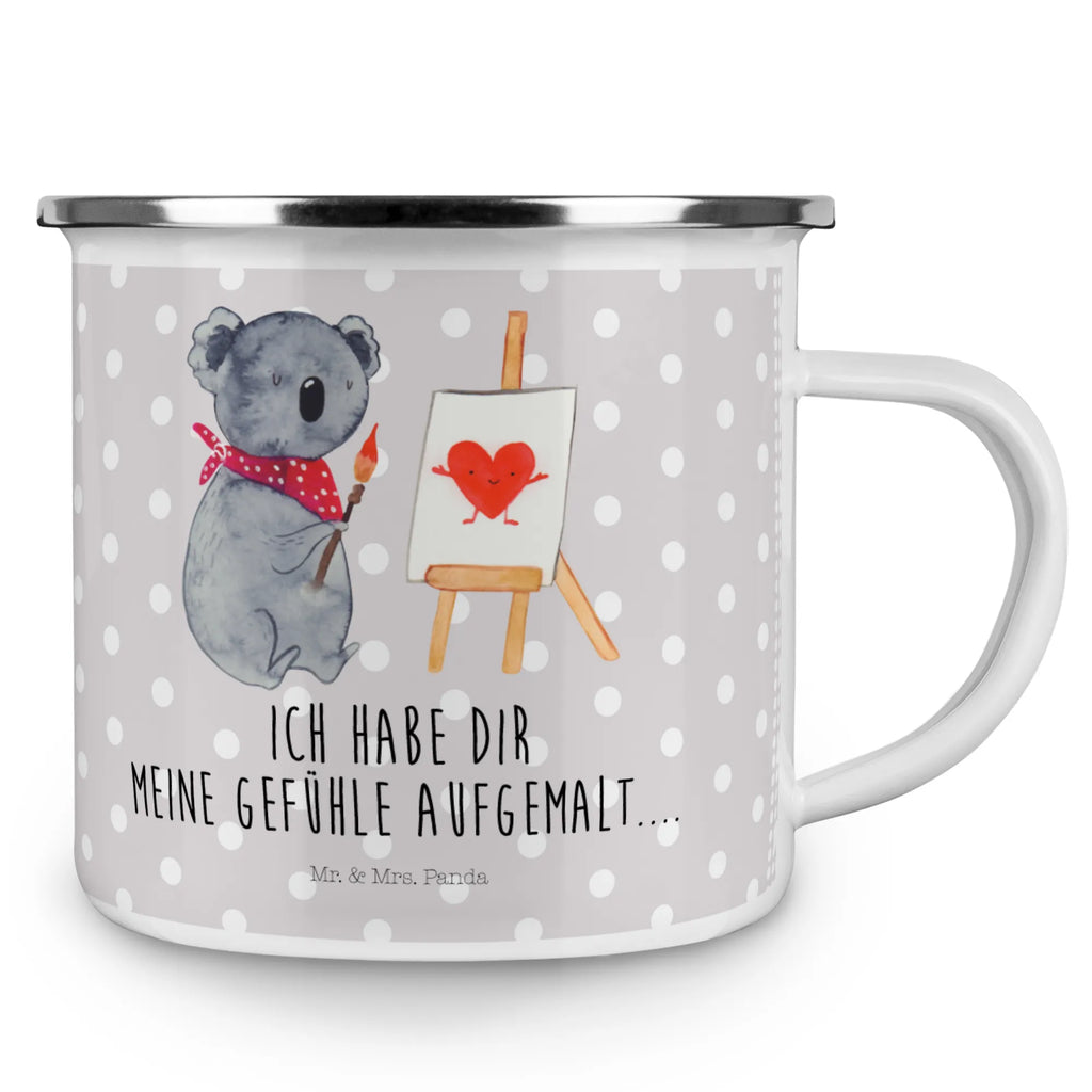 Kempingowy kubek emaliowany koala artysta Kaffeetasse, Trinkbecher, Emaille Tasse, Teebecher, wandertasse, Tasse, reisetasse, Metalltasse, Blechtasse, blechbecher, wanderbecher, Emaille Becher, emaillebecher, Kaffeebecher, metallbecher, Teetasse, Campingtasse, Reisebecher, Becher, Campingbecher, Emailletasse, becher emaille, Pott, Tasse Emaille, Koalabär, Koala, Künstler, Gefühle, Liebesgeschenk, Liebe, Zeichnen, Liebensbeweis