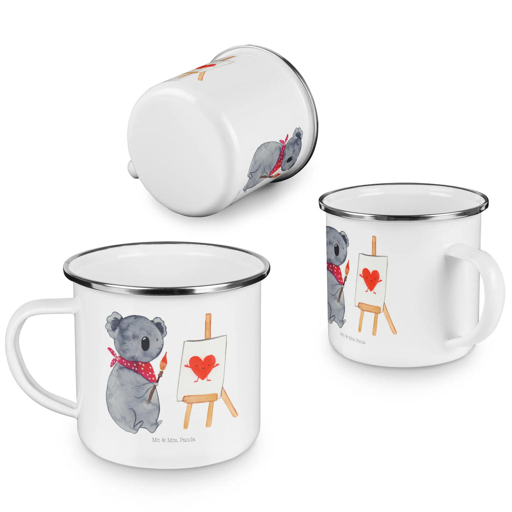 Kempingowy kubek emaliowany koala artysta Kaffeetasse, Trinkbecher, Emaille Tasse, Teebecher, wandertasse, Tasse, reisetasse, Metalltasse, Blechtasse, blechbecher, wanderbecher, Emaille Becher, emaillebecher, Kaffeebecher, metallbecher, Teetasse, Campingtasse, Reisebecher, Becher, Campingbecher, Emailletasse, becher emaille, Pott, Tasse Emaille, Koalabär, Koala, Künstler, Gefühle, Liebesgeschenk, Liebe, Zeichnen, Liebensbeweis