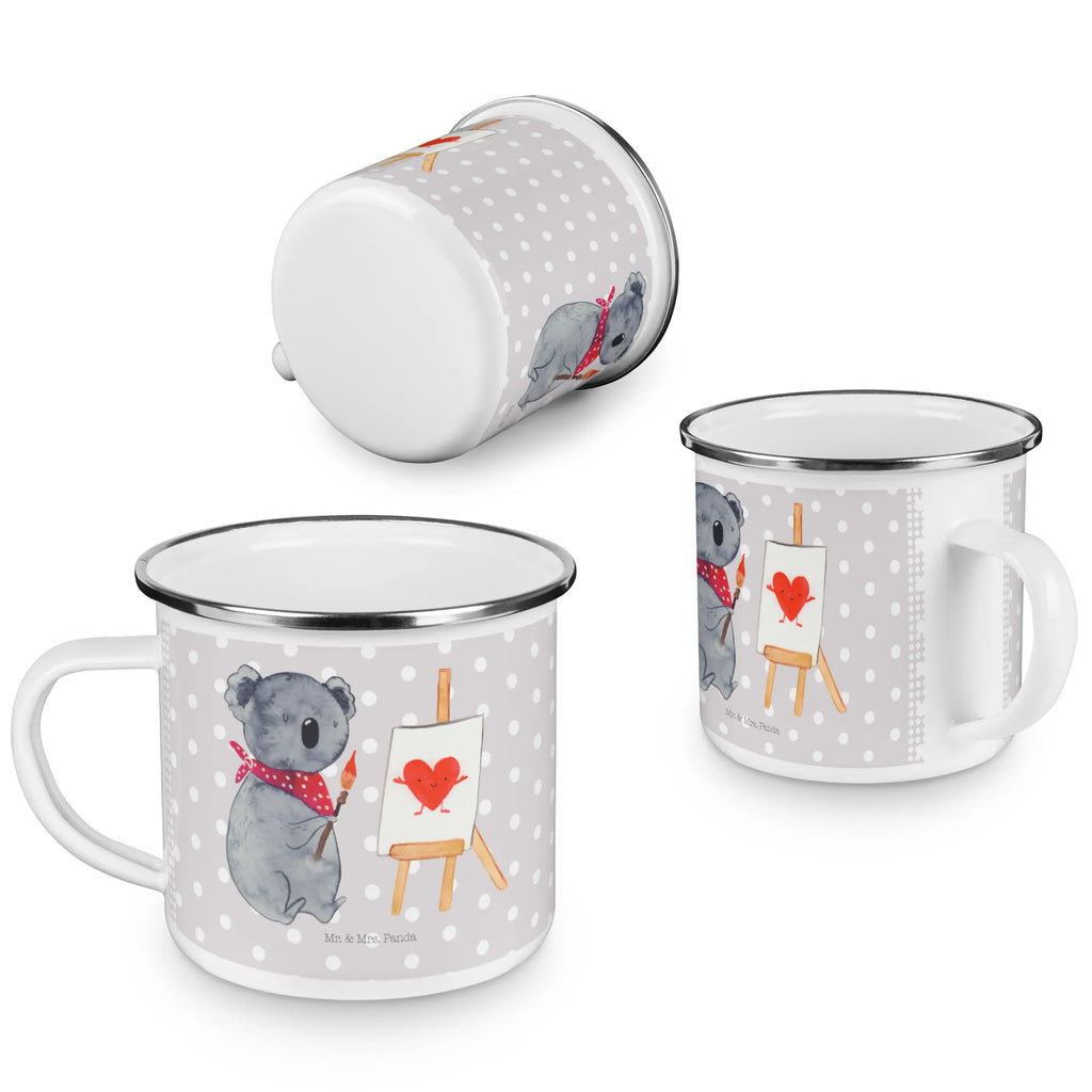 Kempingowy kubek emaliowany koala artysta Kaffeetasse, Trinkbecher, Emaille Tasse, Teebecher, wandertasse, Tasse, reisetasse, Metalltasse, Blechtasse, blechbecher, wanderbecher, Emaille Becher, emaillebecher, Kaffeebecher, metallbecher, Teetasse, Campingtasse, Reisebecher, Becher, Campingbecher, Emailletasse, becher emaille, Pott, Tasse Emaille, Koalabär, Koala, Künstler, Gefühle, Liebesgeschenk, Liebe, Zeichnen, Liebensbeweis