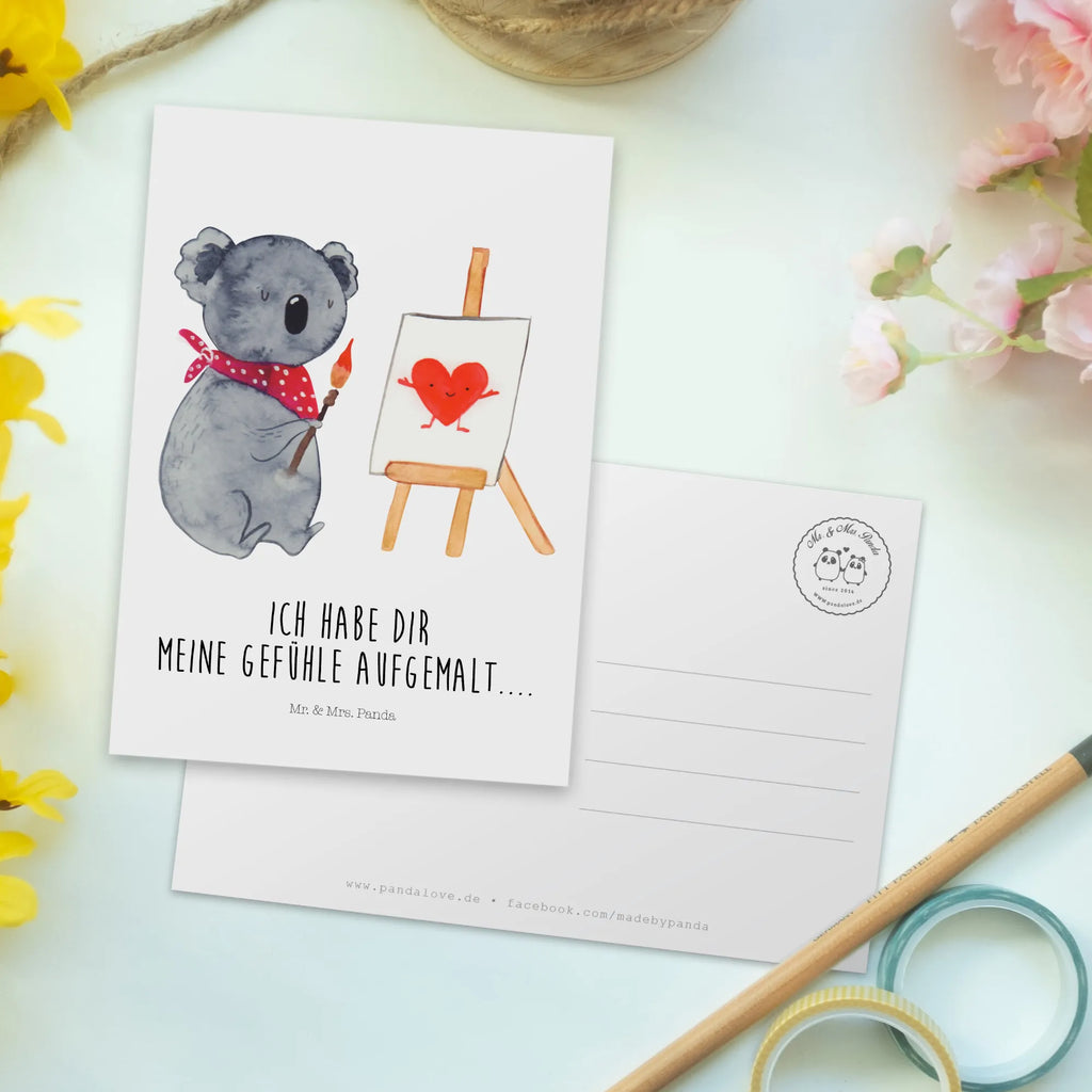 Postkarte Koala Künstler Einladungskarte, Grußkarte, Ansichtskarten, Einladung, Einladung Geburtstag, Ansichtskarte, Dankeskarte, Postkarte, Geburtstagskarte, Einladungskarten Geburtstag, Geschenkkarte, Karte, Koala, Koalabär, Gefühle, Liebesgeschenk, zeichnen, Künstler, Liebe, Liebensbeweis