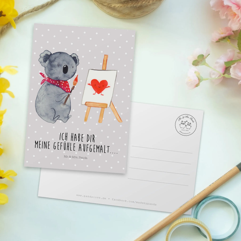 Postkarte Koala Künstler Einladungskarte, Grußkarte, Ansichtskarten, Einladung, Einladung Geburtstag, Ansichtskarte, Dankeskarte, Postkarte, Geburtstagskarte, Einladungskarten Geburtstag, Geschenkkarte, Karte, Koala, Koalabär, Gefühle, Liebesgeschenk, zeichnen, Künstler, Liebe, Liebensbeweis