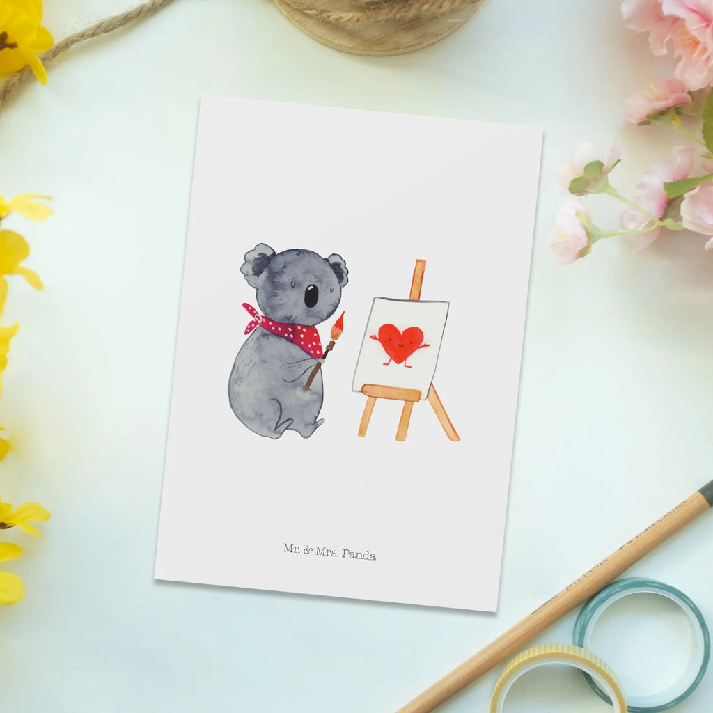 Postkarte Koala Künstler Einladungskarte, Grußkarte, Ansichtskarten, Einladung, Einladung Geburtstag, Ansichtskarte, Dankeskarte, Postkarte, Geburtstagskarte, Einladungskarten Geburtstag, Geschenkkarte, Karte, Koala, Koalabär, Gefühle, Liebesgeschenk, zeichnen, Künstler, Liebe, Liebensbeweis
