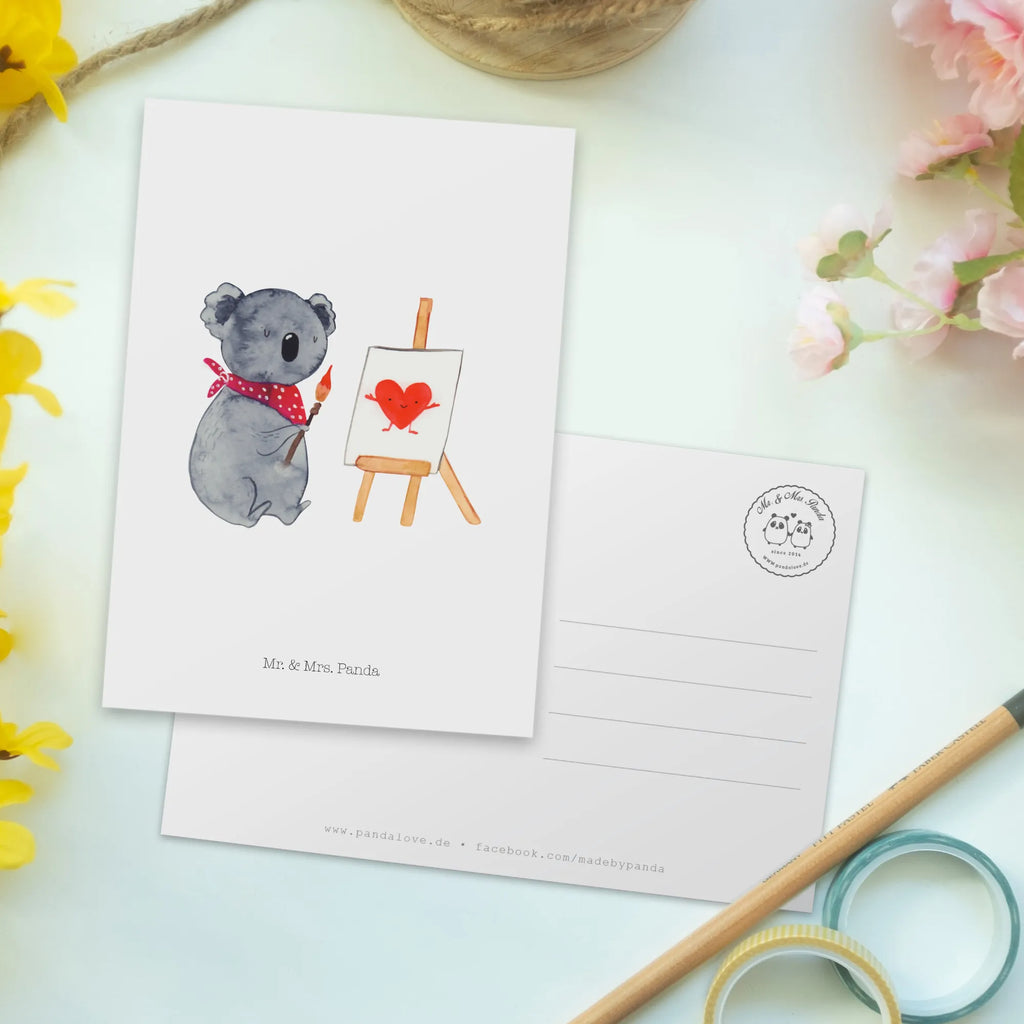 Postkarte Koala Künstler Einladungskarte, Grußkarte, Ansichtskarten, Einladung, Einladung Geburtstag, Ansichtskarte, Dankeskarte, Postkarte, Geburtstagskarte, Einladungskarten Geburtstag, Geschenkkarte, Karte, Koala, Koalabär, Gefühle, Liebesgeschenk, zeichnen, Künstler, Liebe, Liebensbeweis
