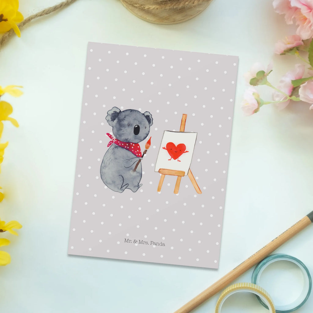 Postkarte Koala Künstler Einladungskarte, Grußkarte, Ansichtskarten, Einladung, Einladung Geburtstag, Ansichtskarte, Dankeskarte, Postkarte, Geburtstagskarte, Einladungskarten Geburtstag, Geschenkkarte, Karte, Koala, Koalabär, Gefühle, Liebesgeschenk, zeichnen, Künstler, Liebe, Liebensbeweis