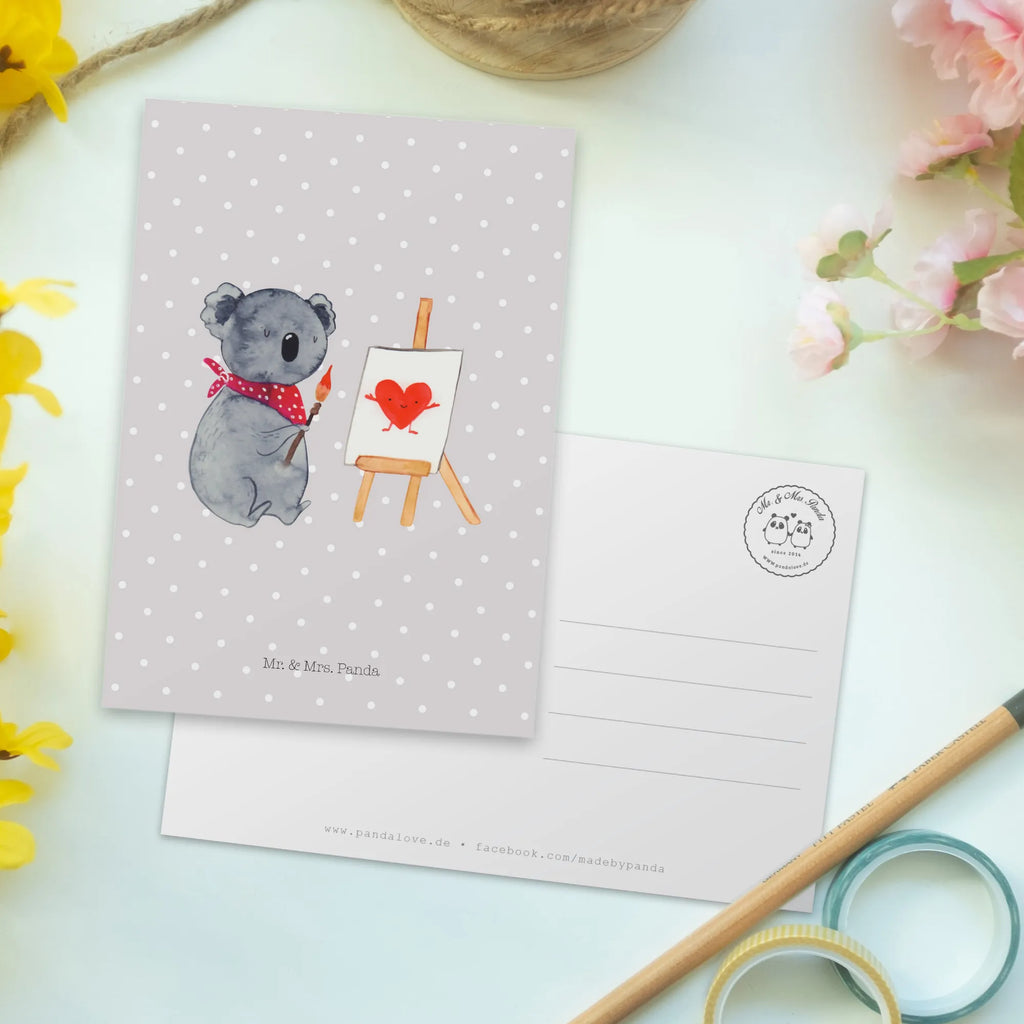 Postkarte Koala Künstler Einladungskarte, Grußkarte, Ansichtskarten, Einladung, Einladung Geburtstag, Ansichtskarte, Dankeskarte, Postkarte, Geburtstagskarte, Einladungskarten Geburtstag, Geschenkkarte, Karte, Koala, Koalabär, Gefühle, Liebesgeschenk, zeichnen, Künstler, Liebe, Liebensbeweis