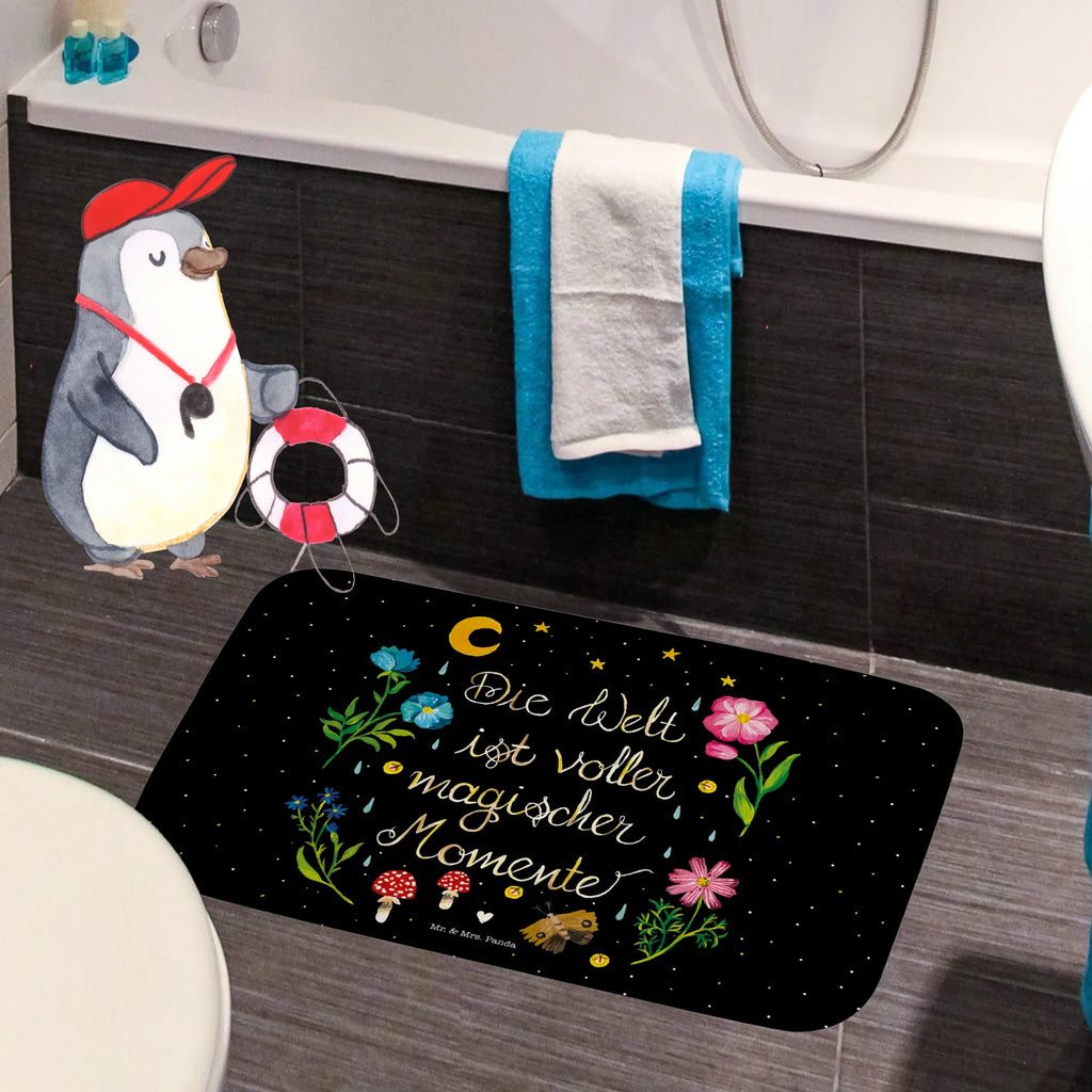 Bath mat Magic World Shower mat, Bath mat, Bath rug, non-slip, Nature, joy of life, love, night, saying positive, flowers, wisdom, black, magic, Magic moments, saying beautiful, motivation