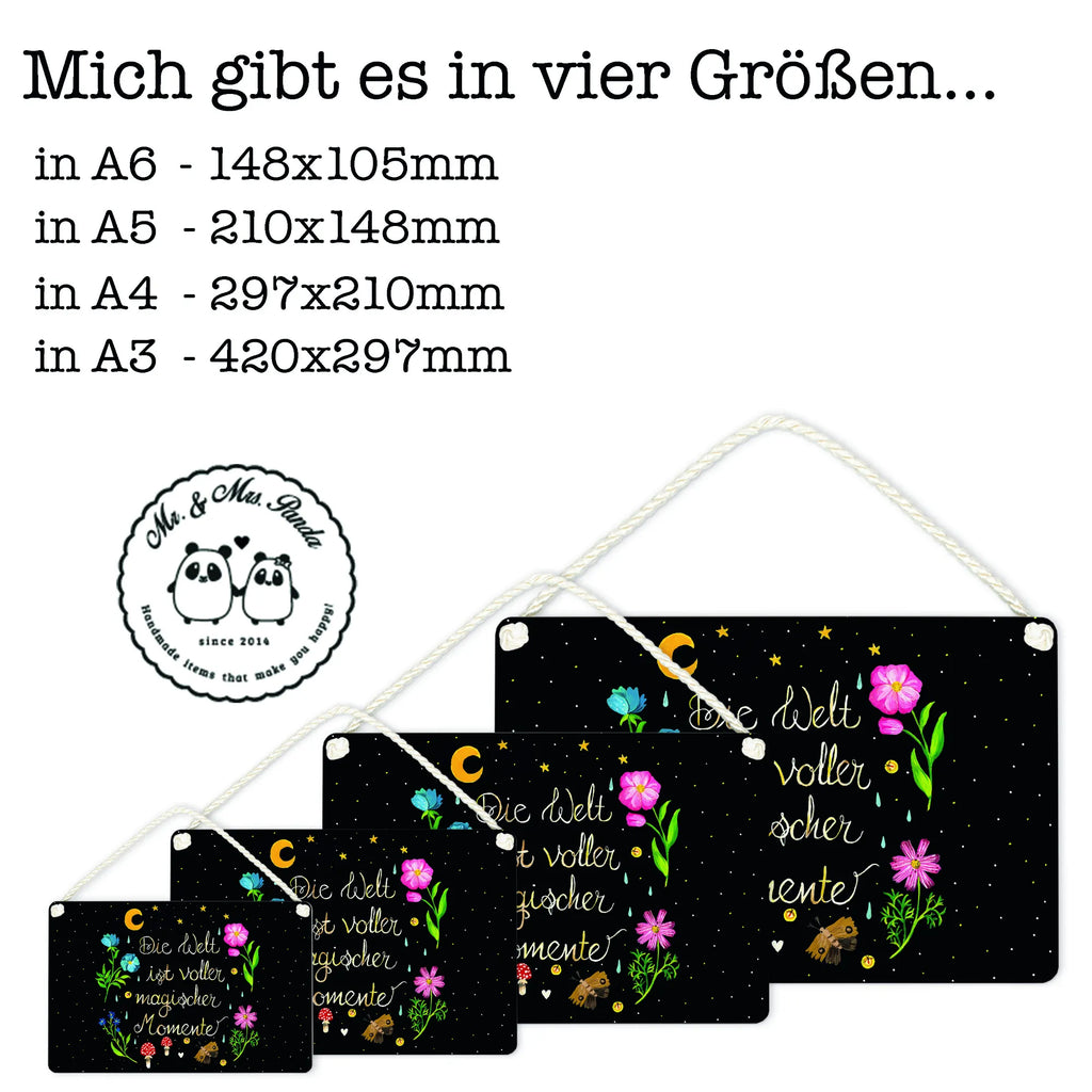 Decorative sign Magic World Nature, joy of life, love, magic, Magic moments, night, saying beautiful, motivation, wisdom, flowers, saying positive, black