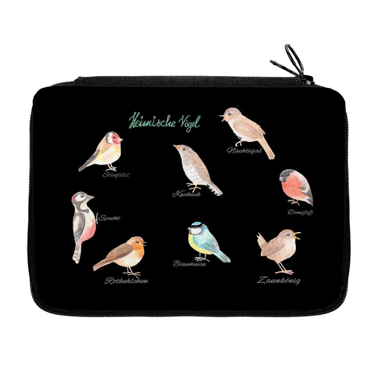 Leather folder Native birds pupil, school, child, pen roll, pencil case, enrolment, primary school, gift, motif, pencil bag, Nature, joy of life, love, Native birds, Birds